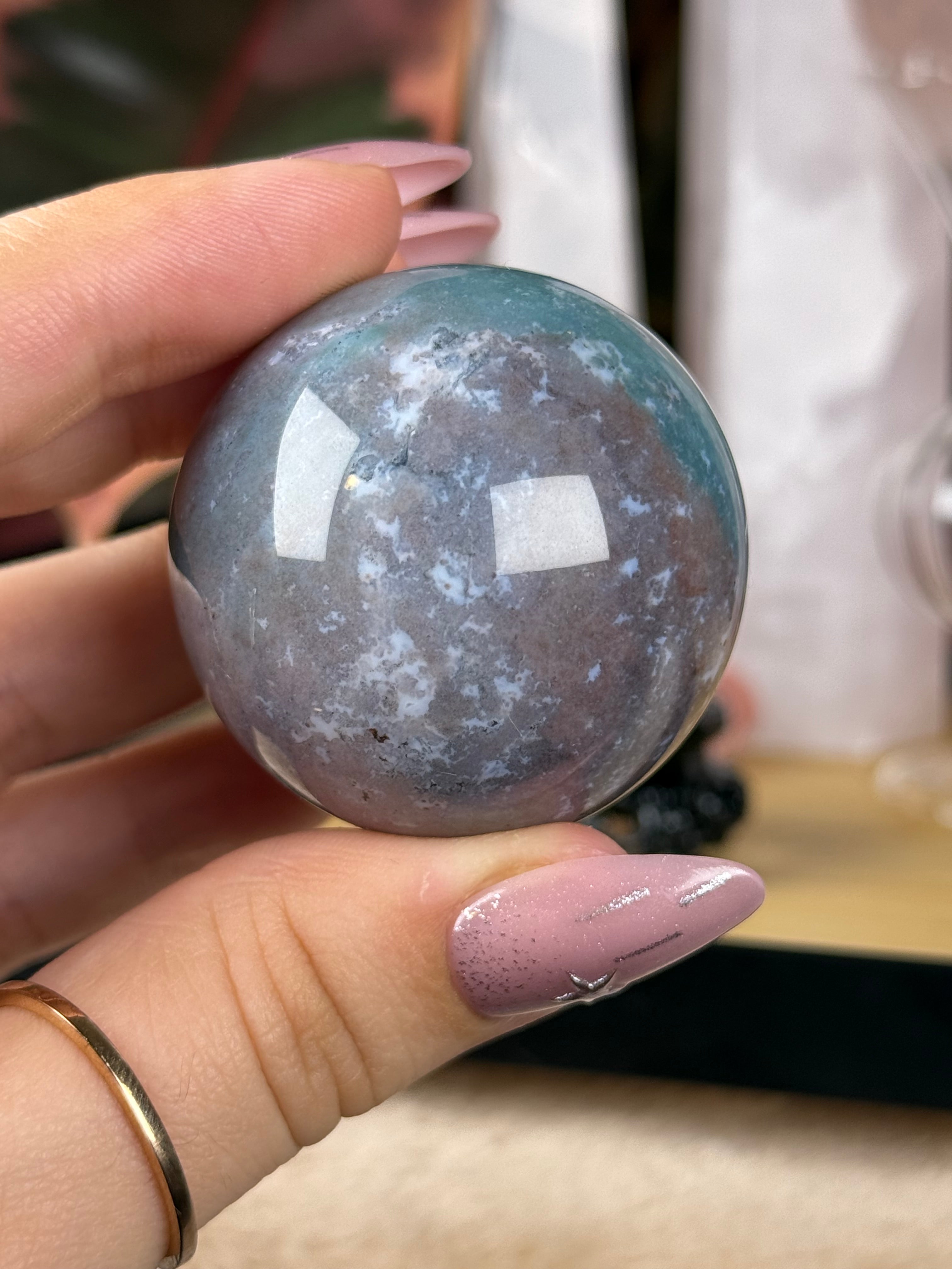 Sea Jasper Sphere "Sugarcloud"