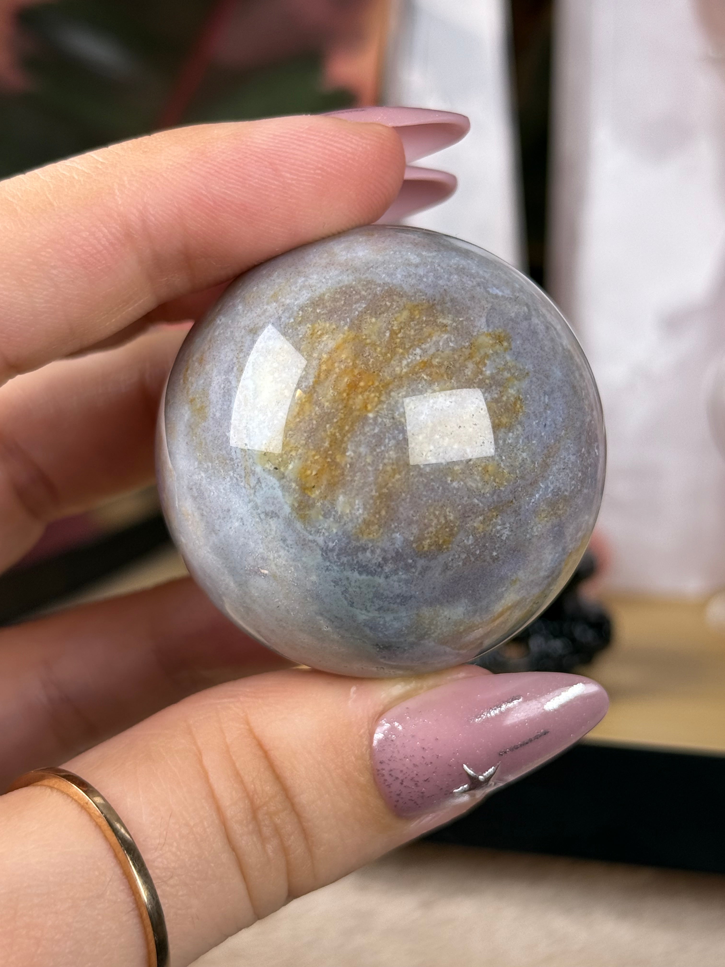 Sea Jasper Sphere "Moonmallow"