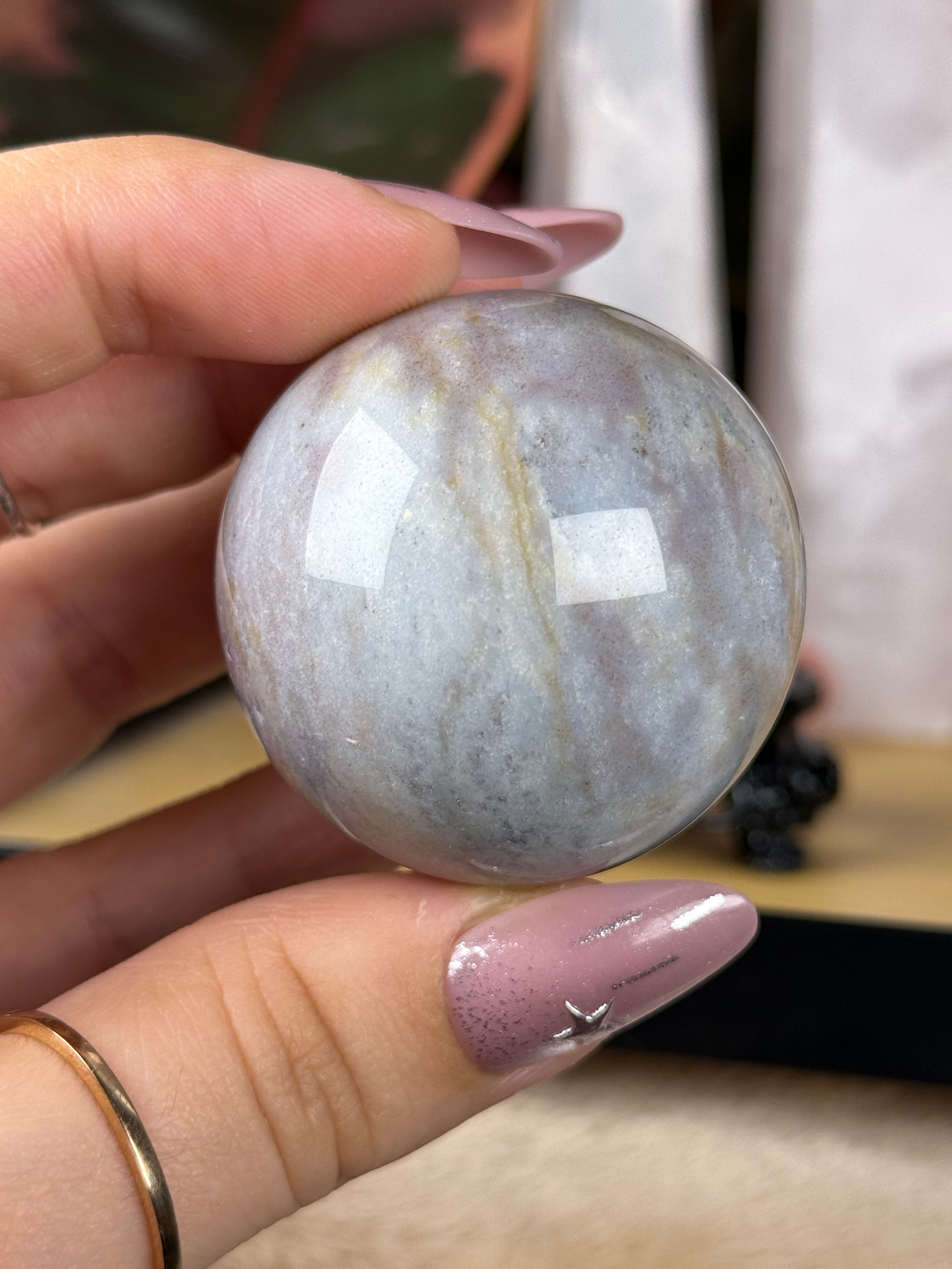 Sea Jasper Sphere "Moonmallow"