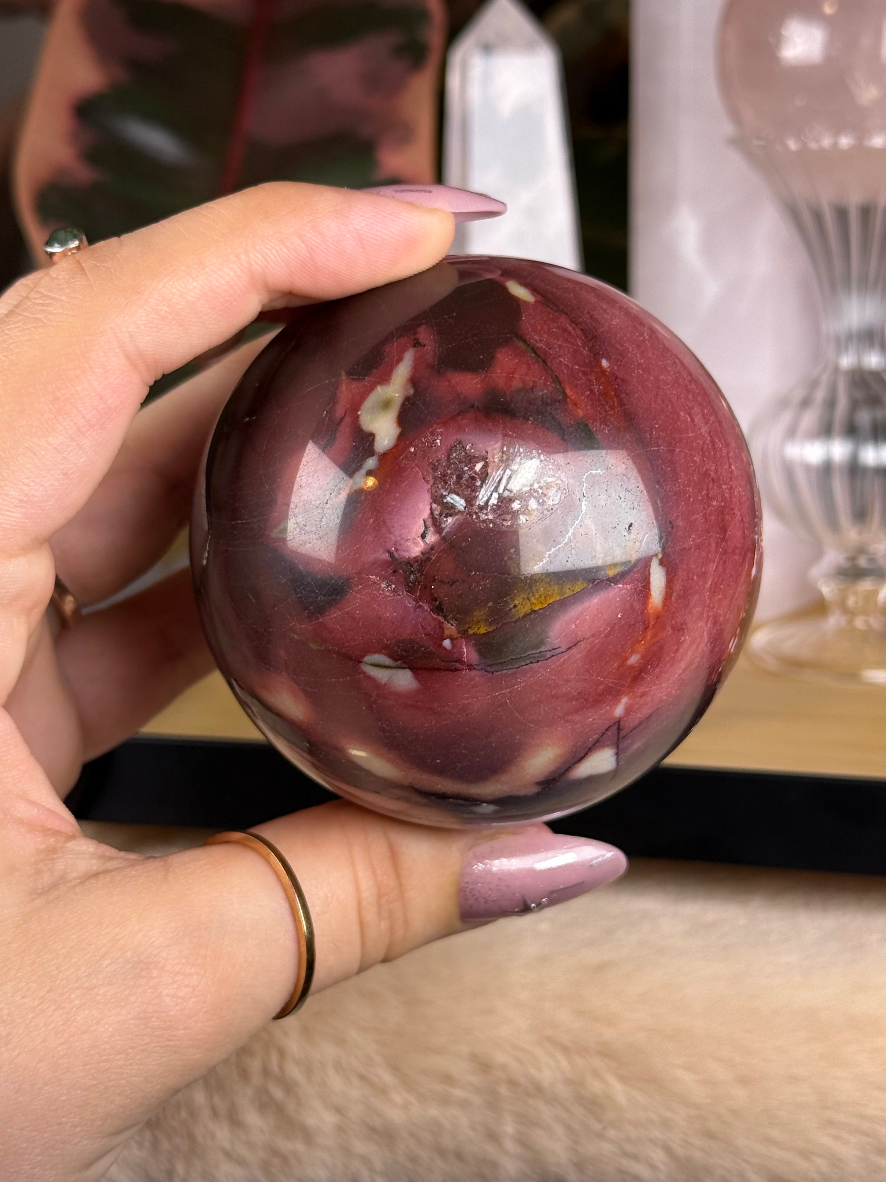 Mookaite Jasper Sphere "Shinobu Aura"