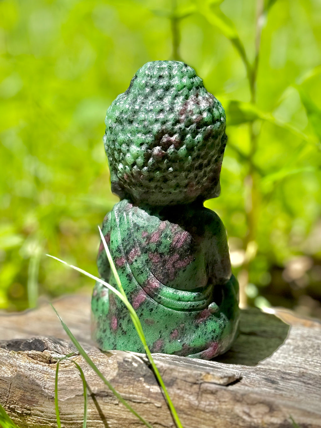 Ruby Zoisite Baby Buddha Crystal Carving Statement Piece