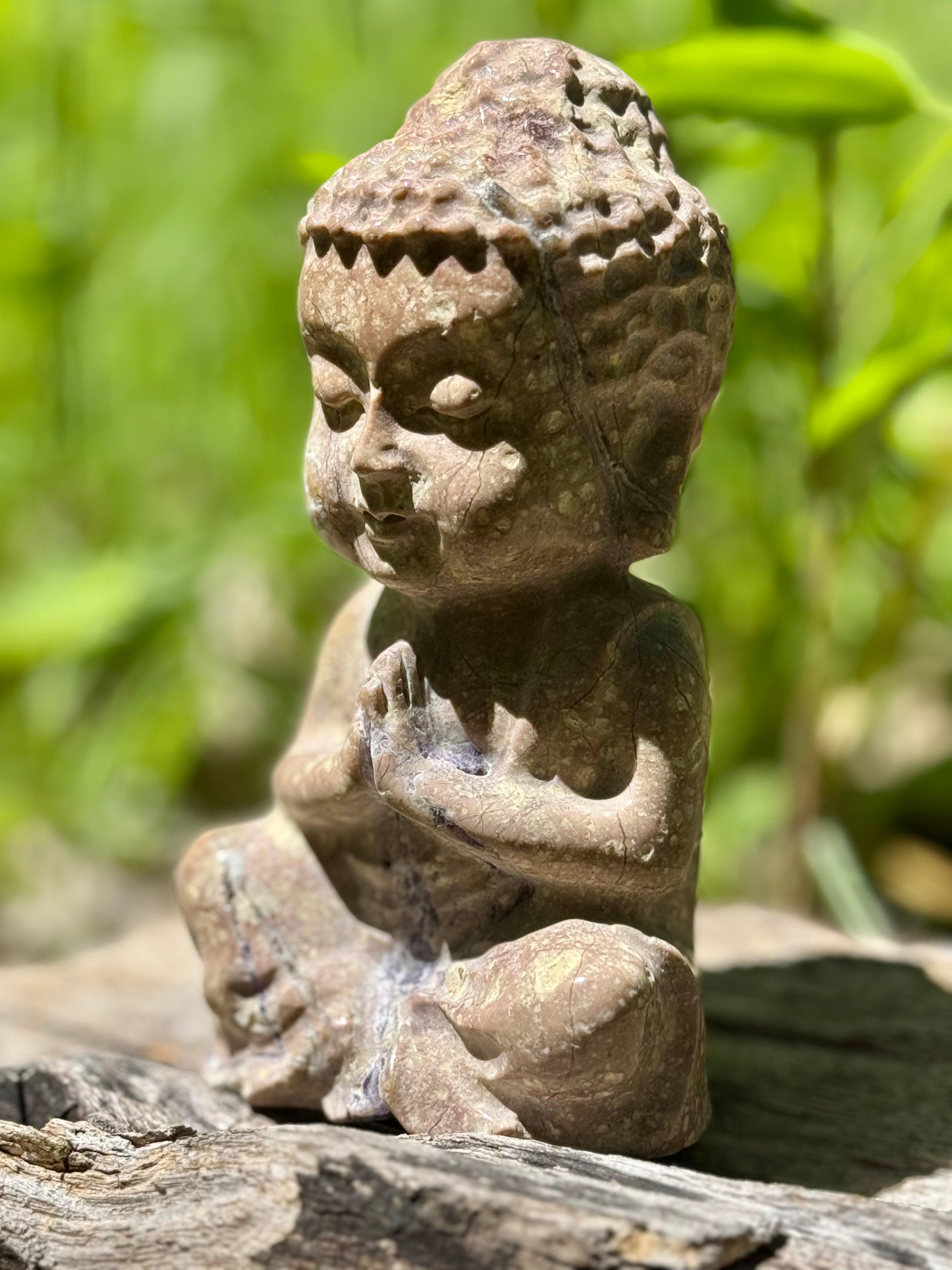Root Fluorite Baby Buddha Crystal Carving Statement Piece