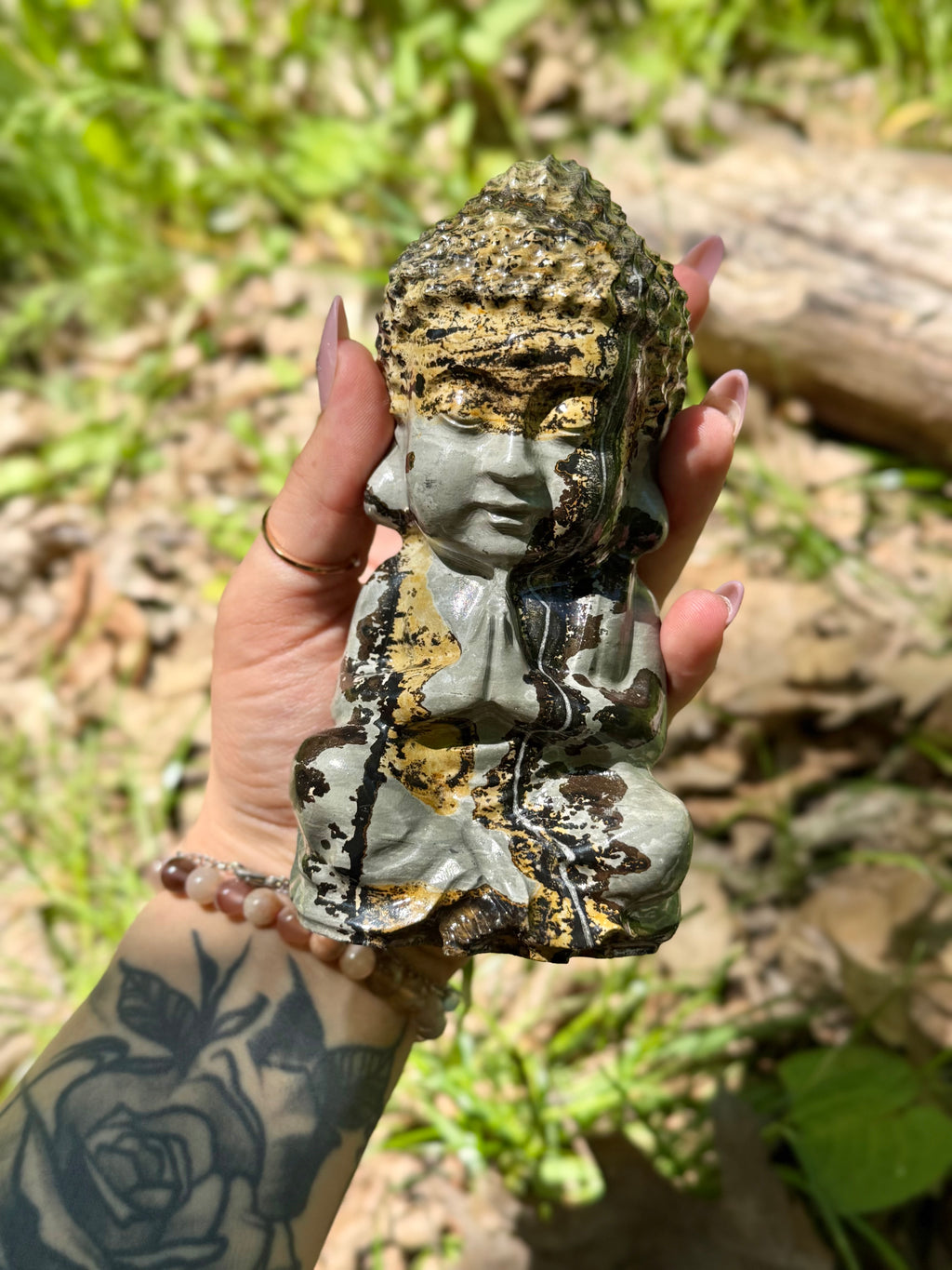 Picture Jasper Baby Buddha Crystal Carving Statement Piece
