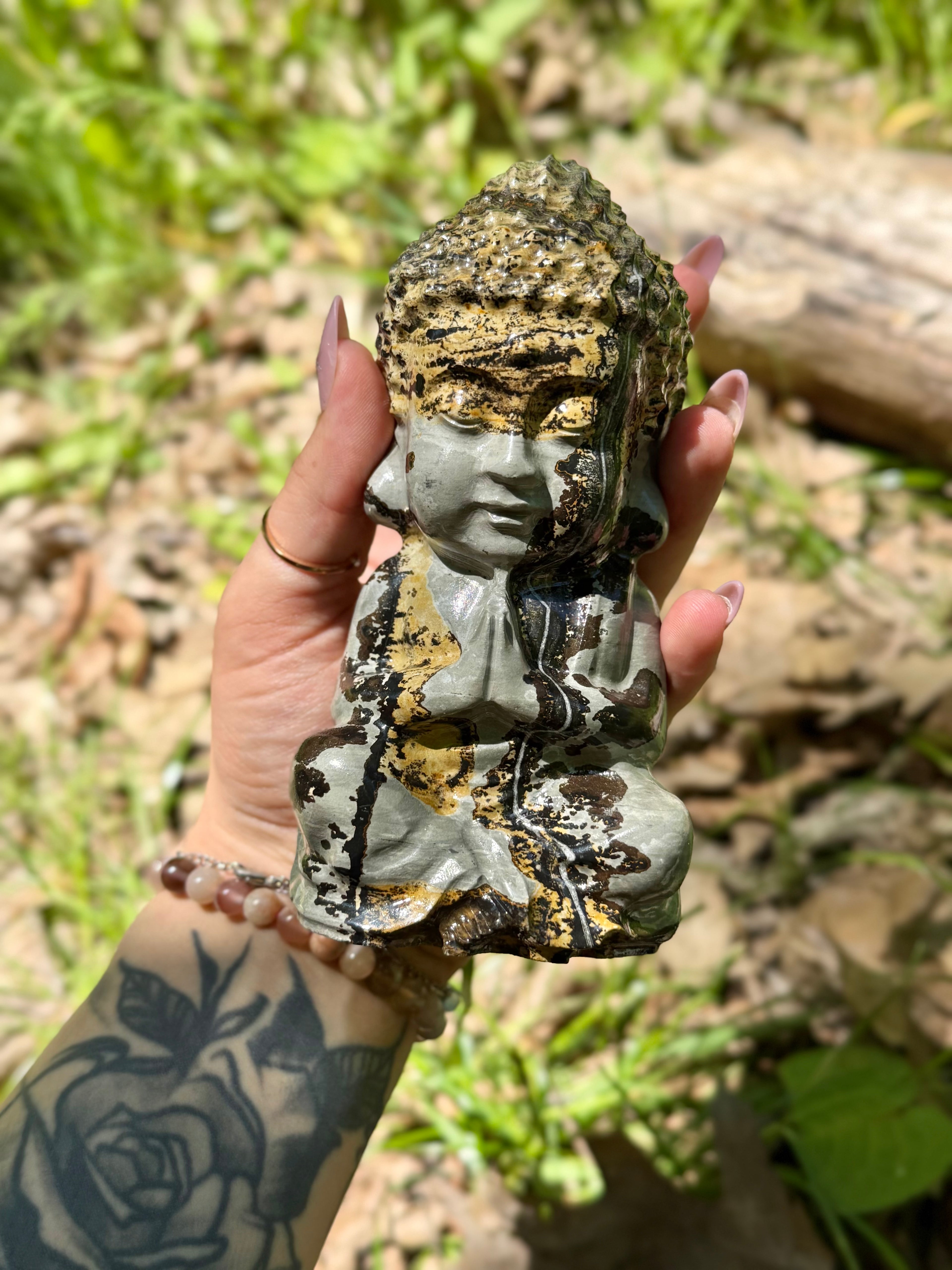 Picture Jasper Baby Buddha Crystal Carving Statement Piece