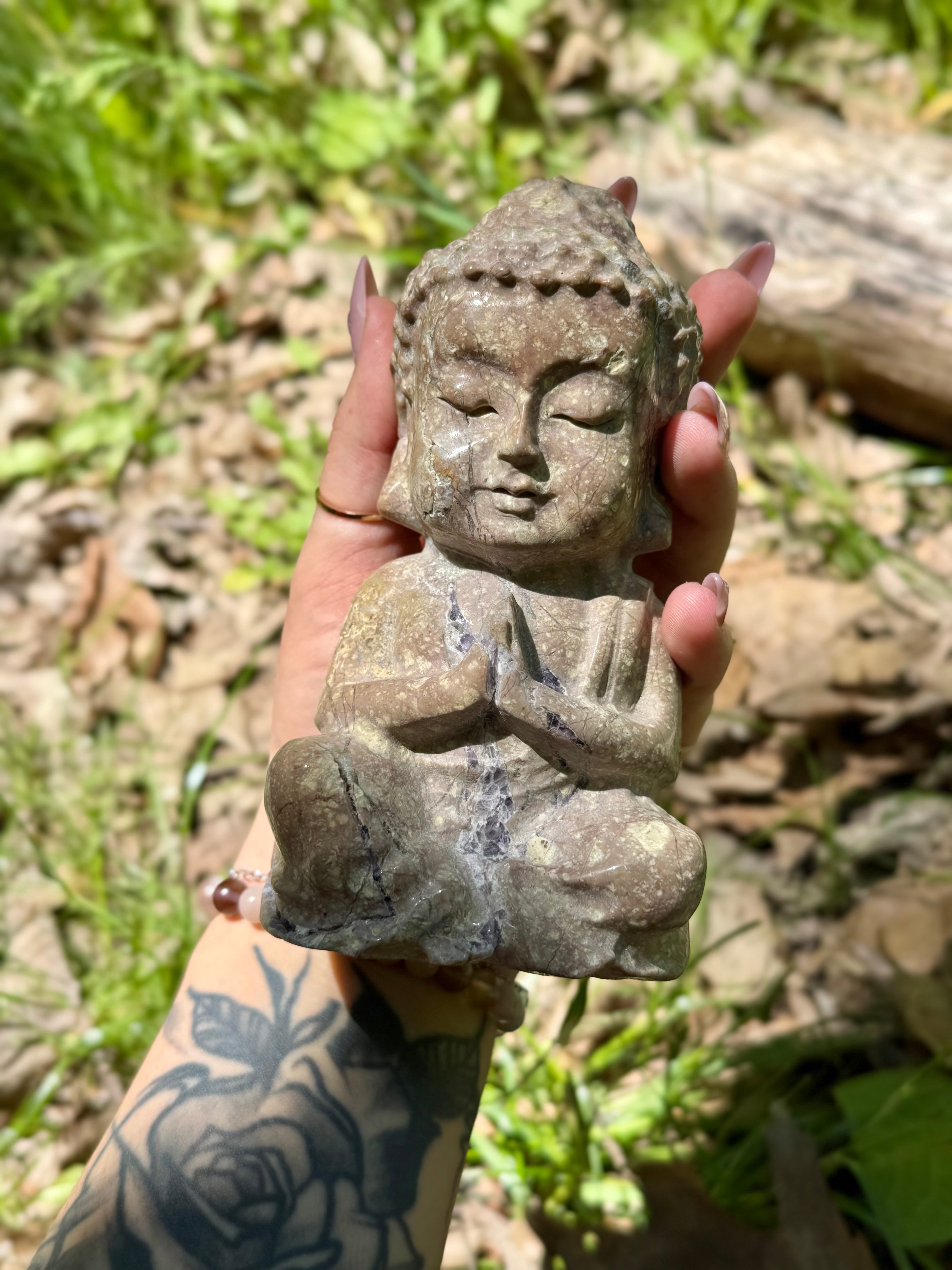 Root Fluorite Baby Buddha Crystal Carving Statement Piece