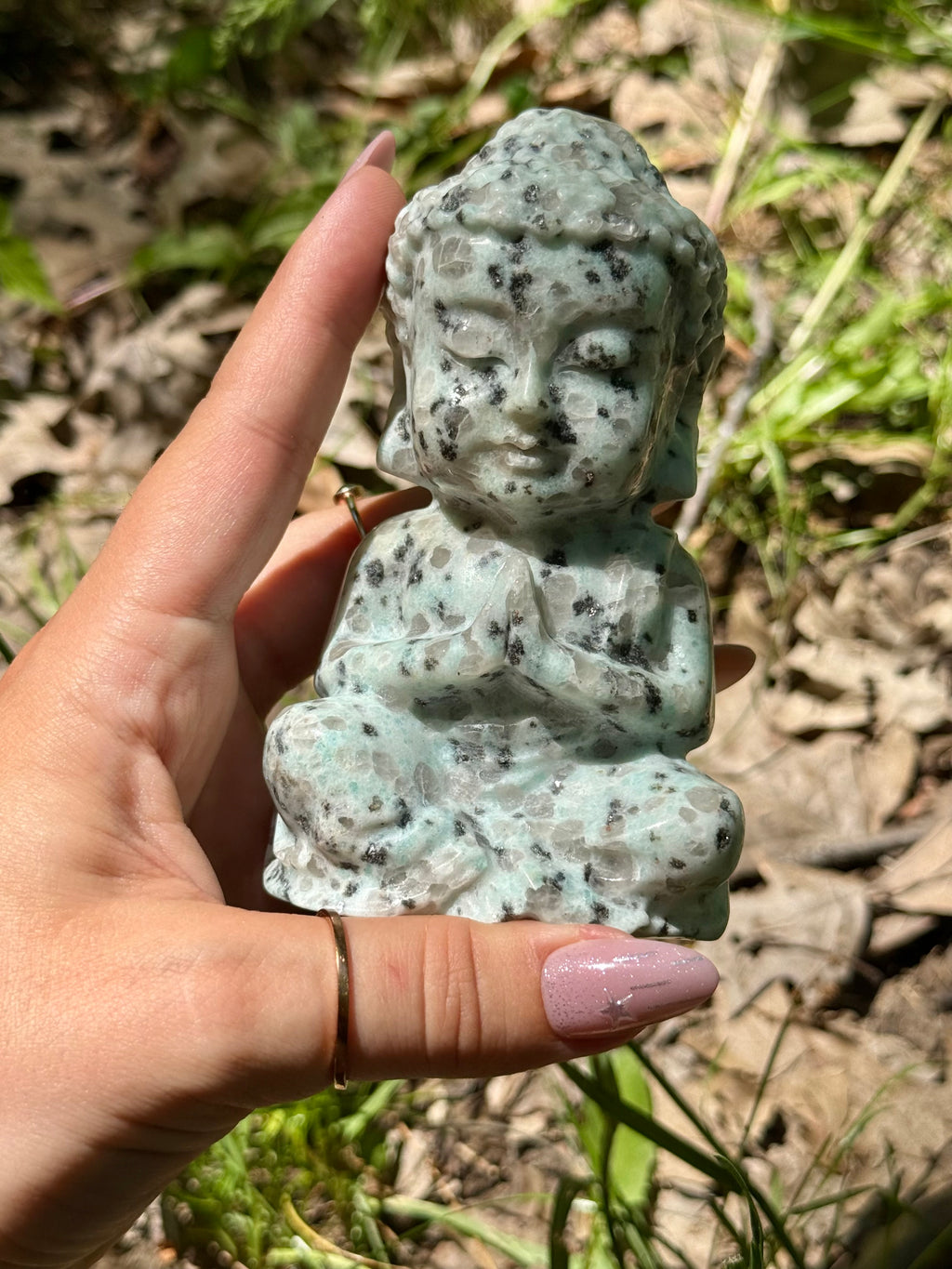Kiwi Jasper Buddha Crystal Carving