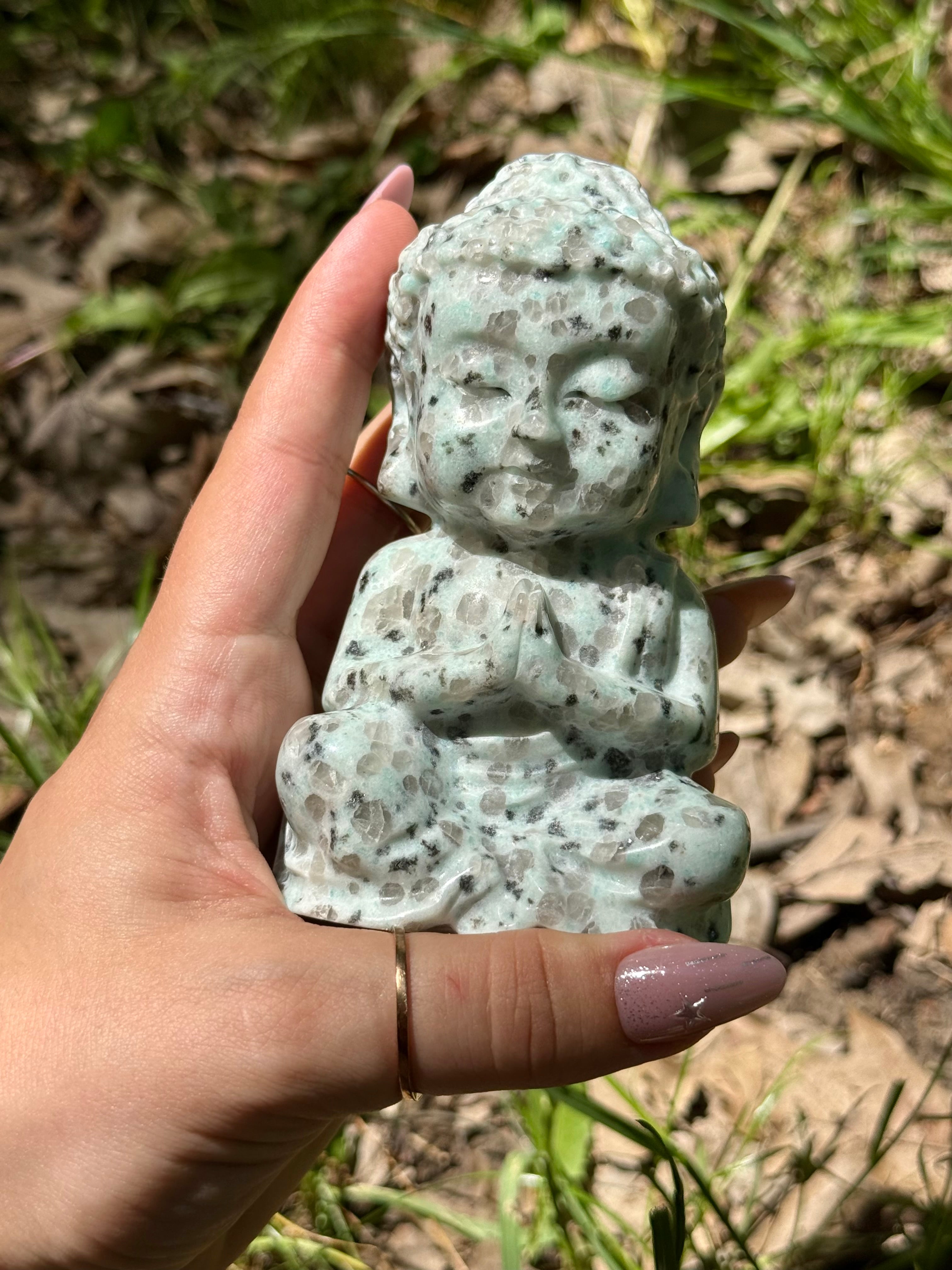 Kiwi Jasper Buddha Crystal Carving