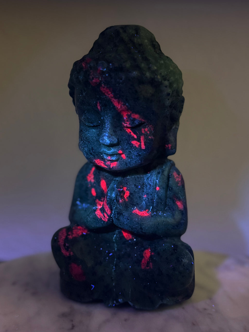 Ruby Zoisite Baby Buddha Crystal Carving Statement Piece