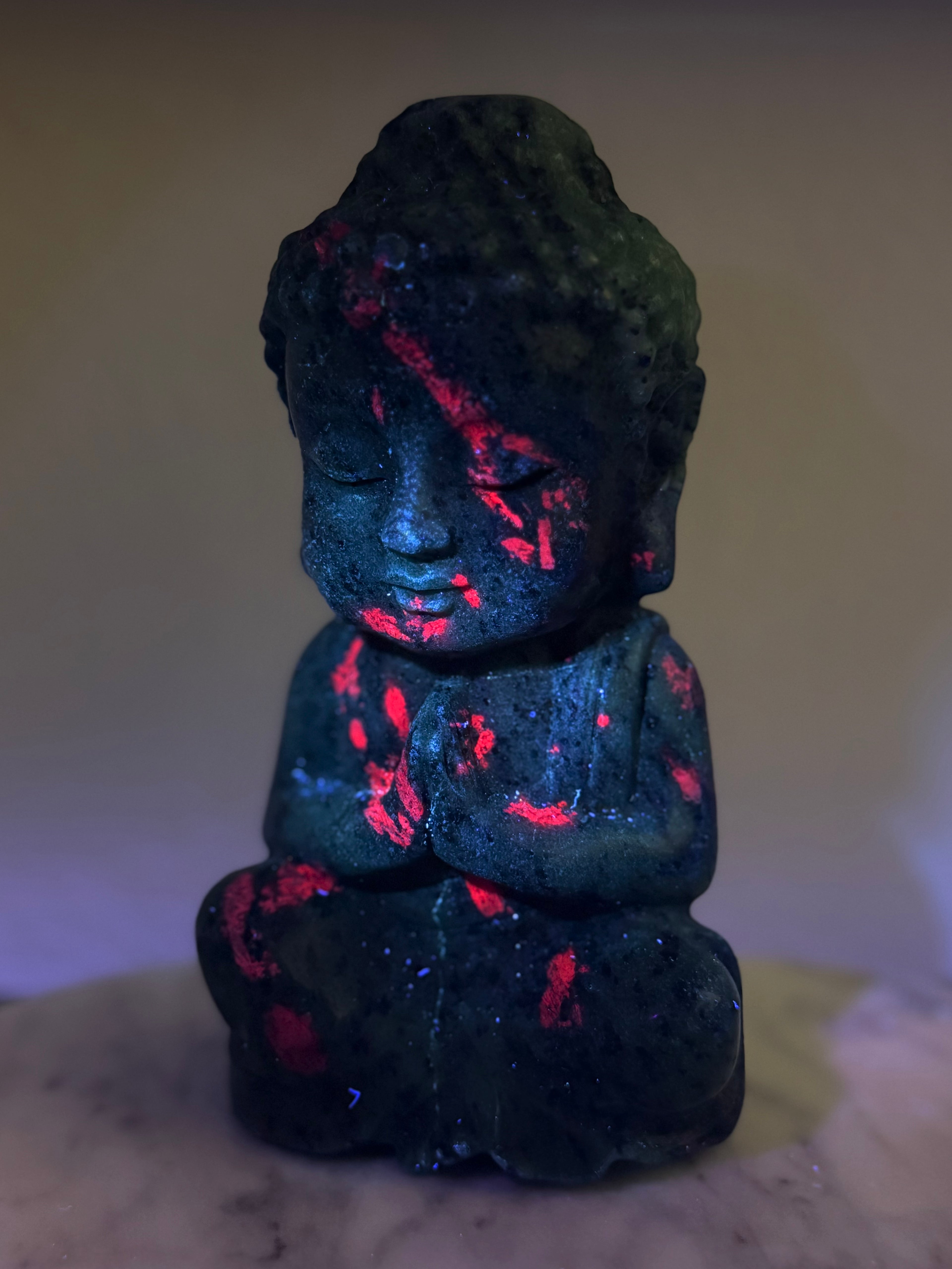 Ruby Zoisite Baby Buddha Crystal Carving Statement Piece