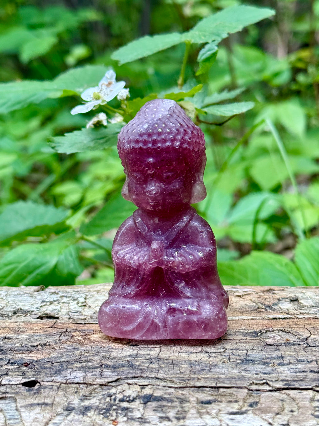 Strawberry Quartz Baby Buddha Meditating Crystal Carving