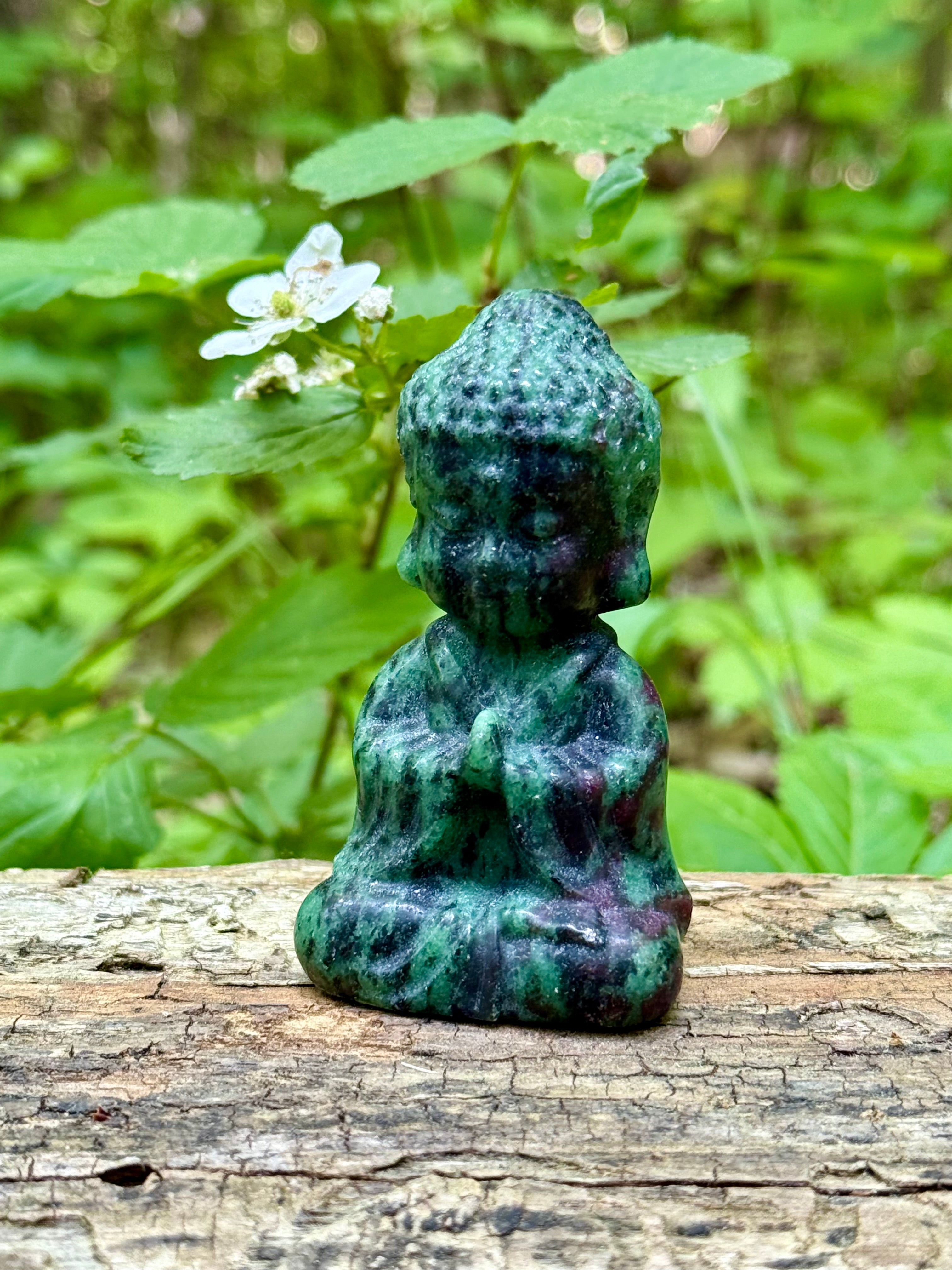 Ruby Zoisite Baby Buddha Meditating Crystal Carving