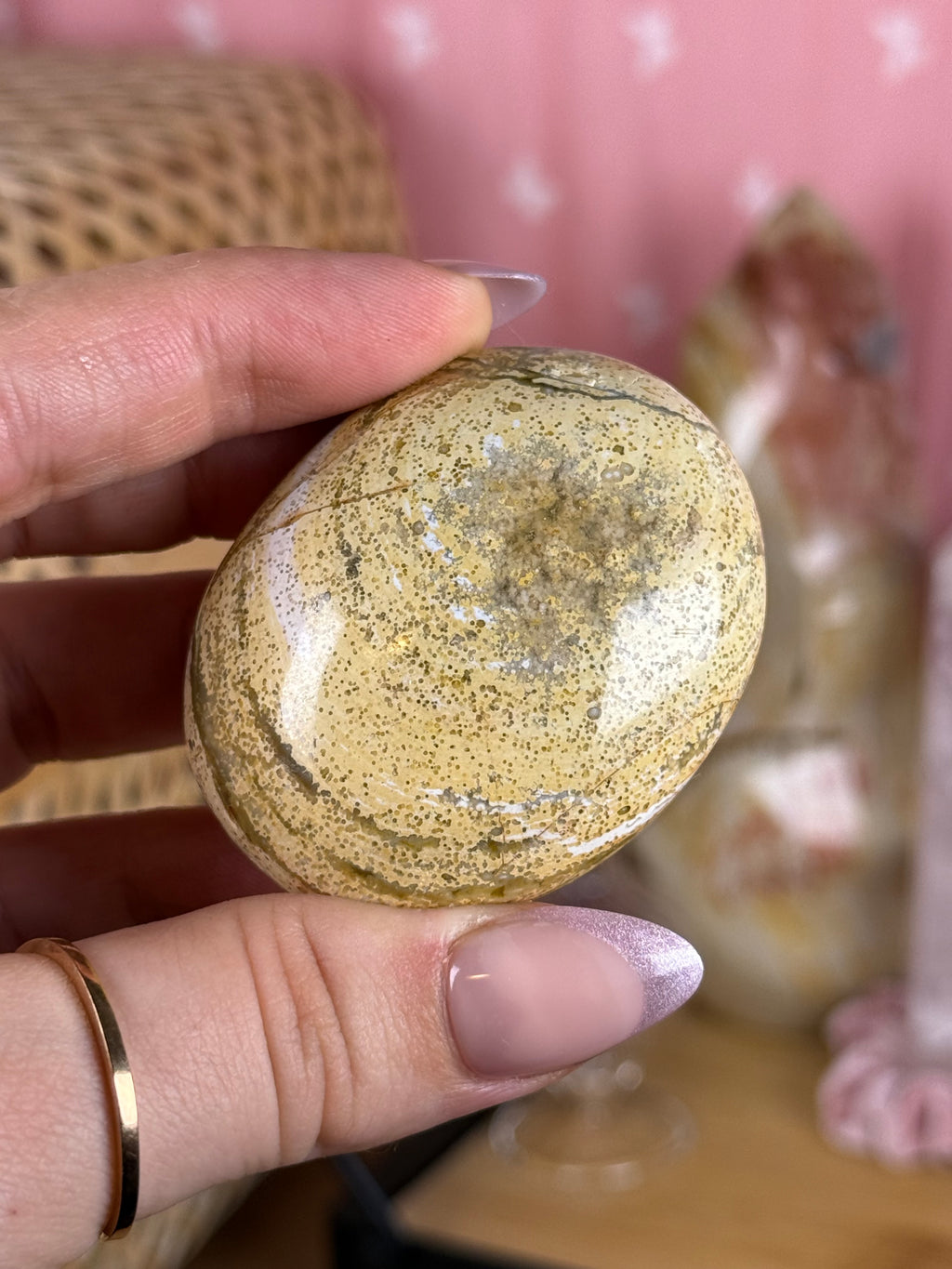 Sea Jasper Palmstone | Clear Druzy Window