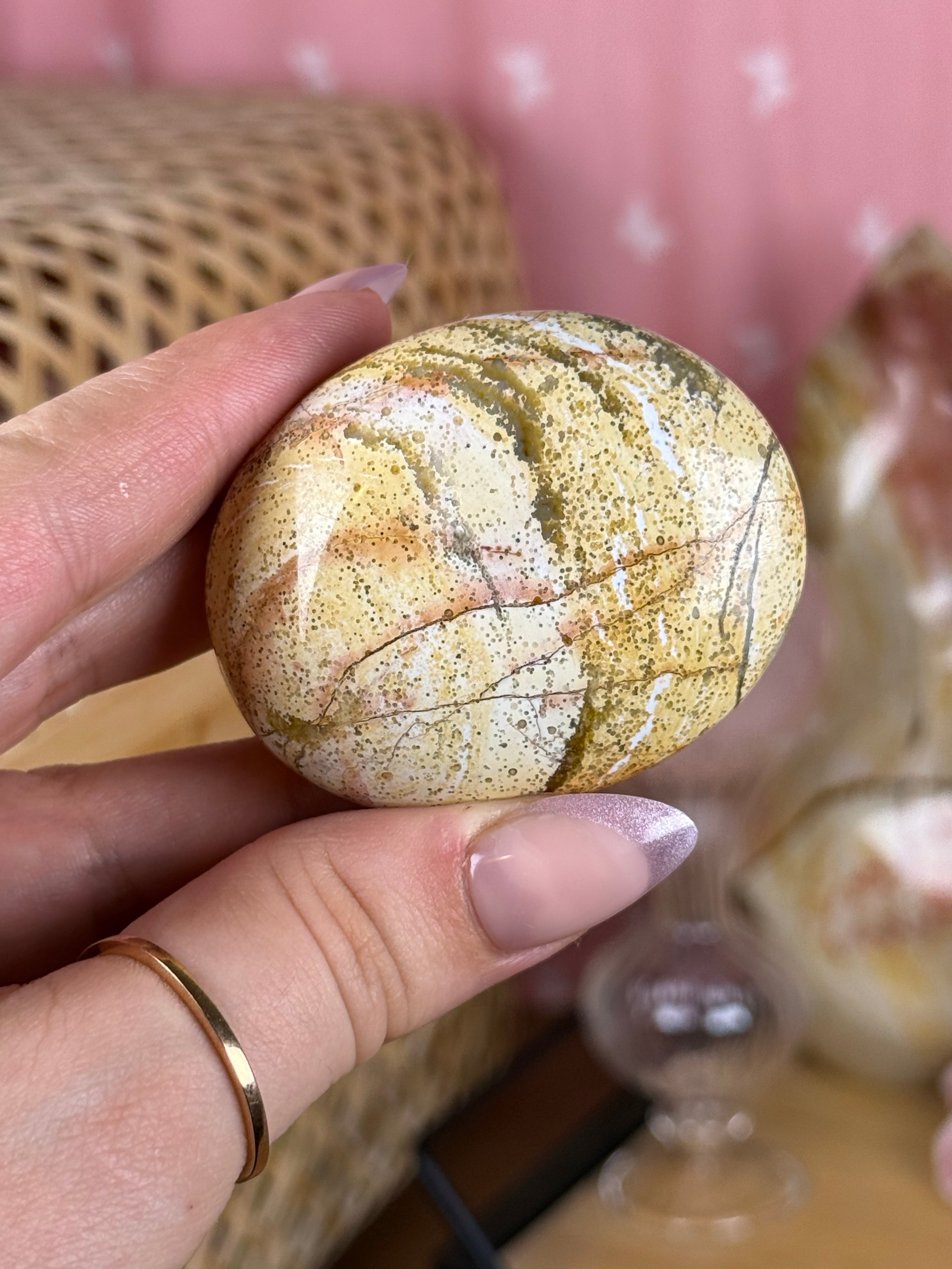 Sea Jasper Palmstone | Clear Druzy Window