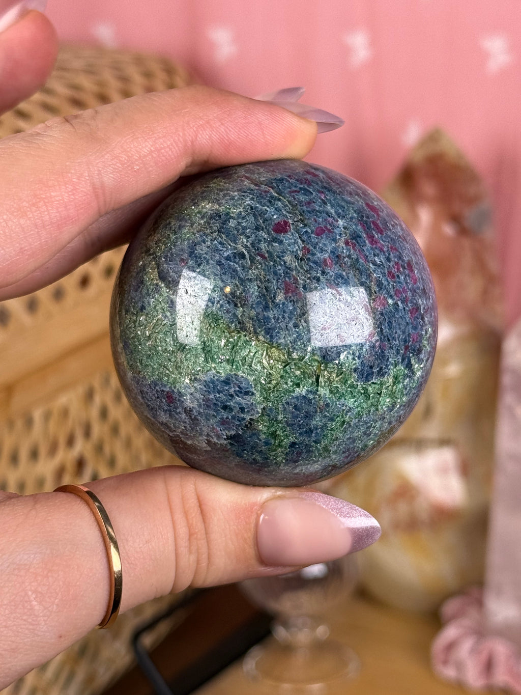Ruby in Fuchsite UV Reactive Spheres