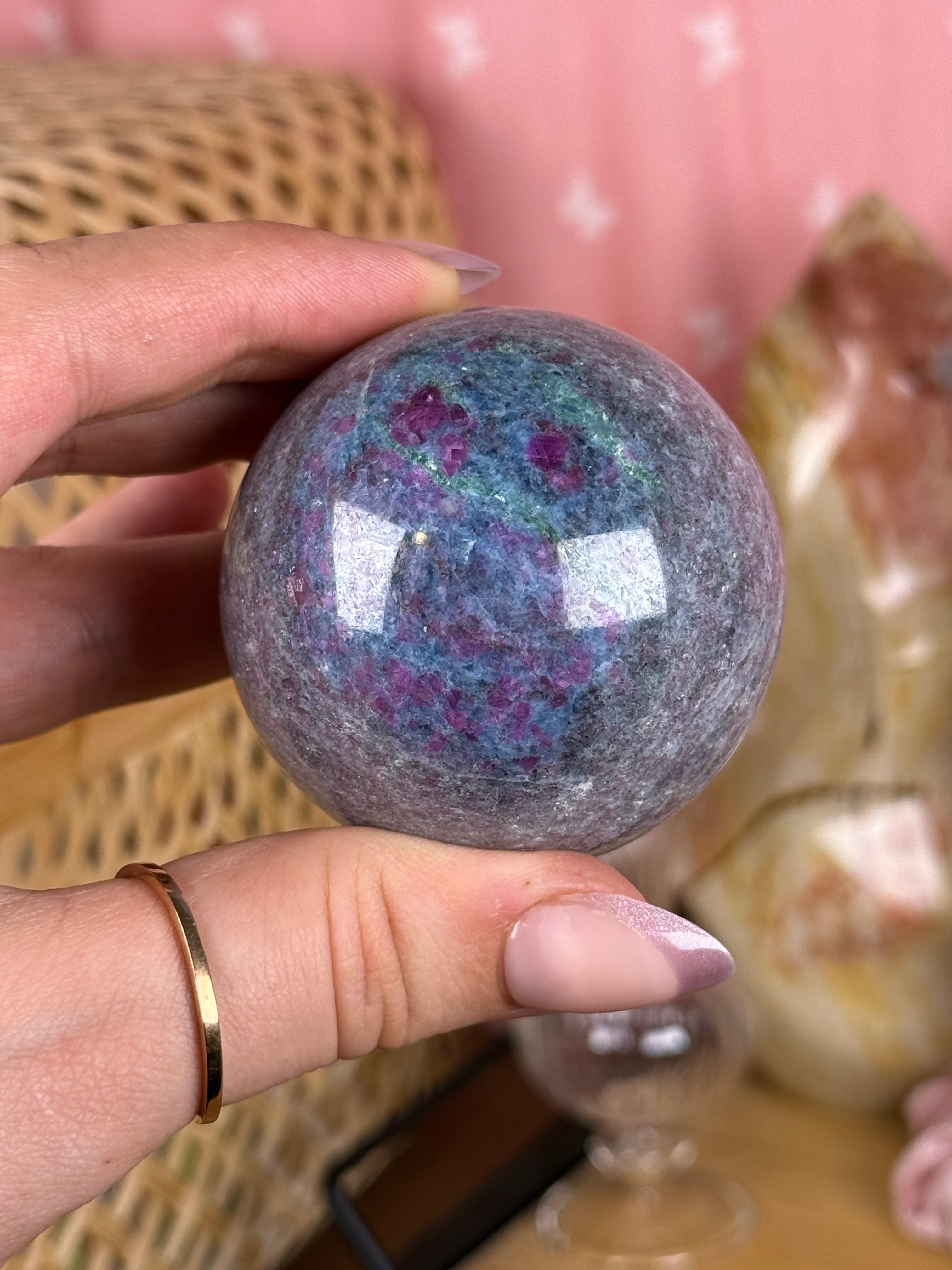 Ruby in Fuchsite UV Reactive Spheres