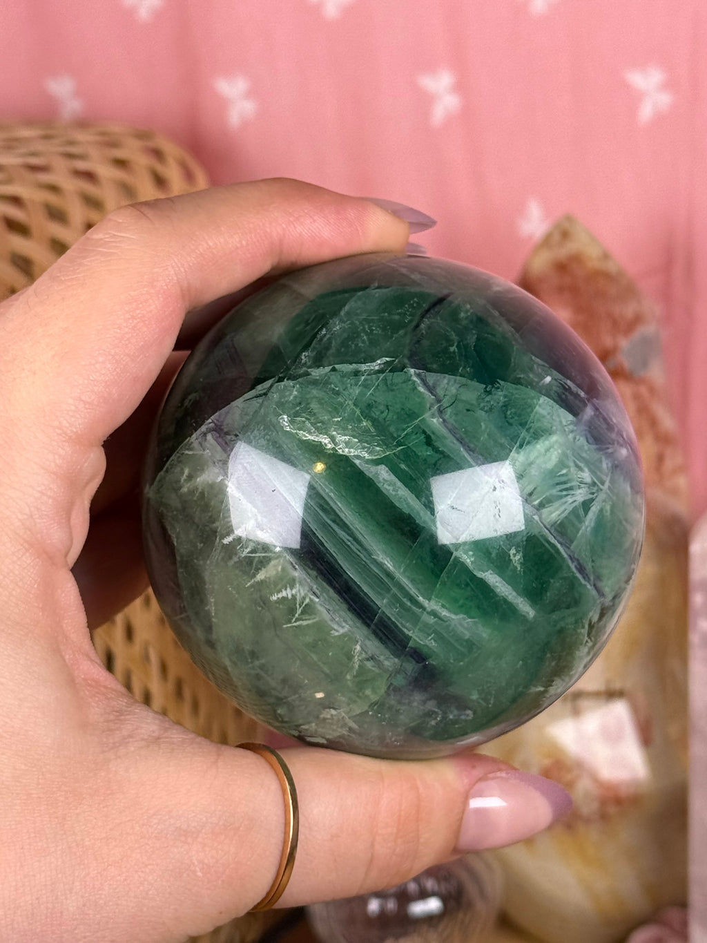 Rainbow Feather Fluorite Sphere Imperfect