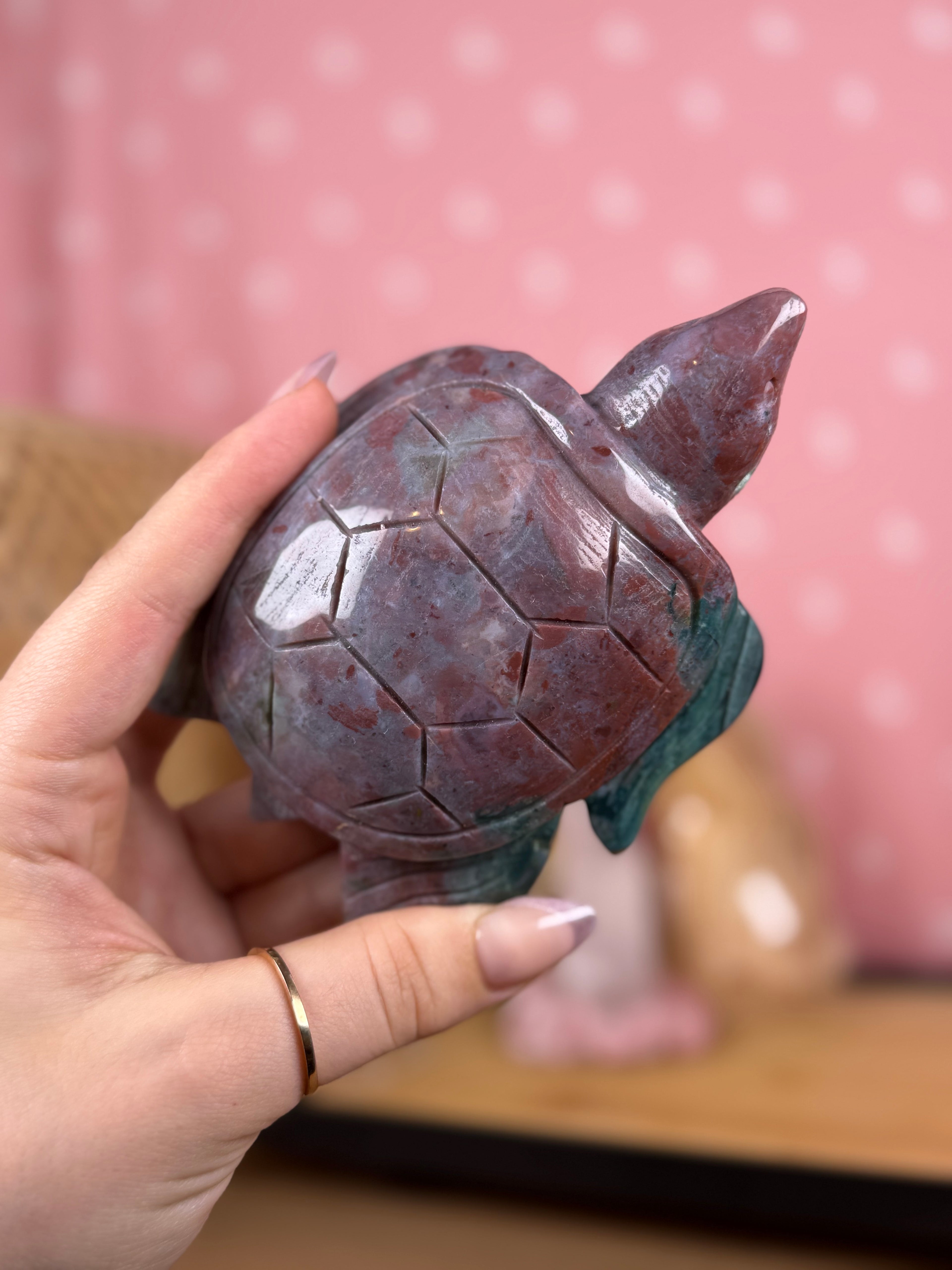 Sea Jasper Sea Turtle Crystal Carving Imperfect