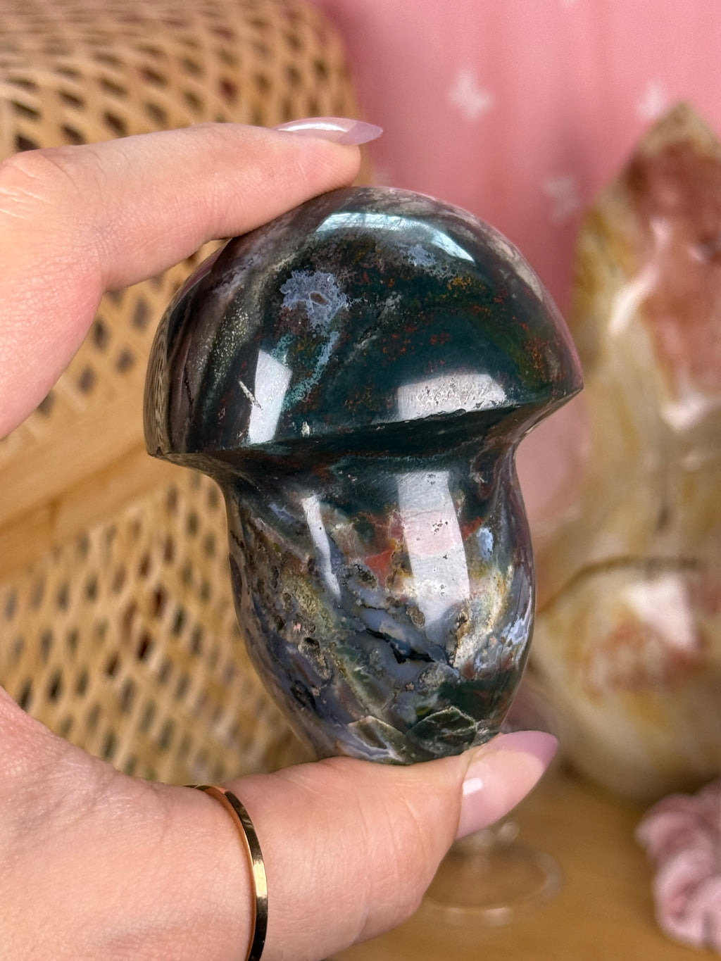 Sea Jasper Mushroom Polished Crystal Carving Self Standing Imperfect