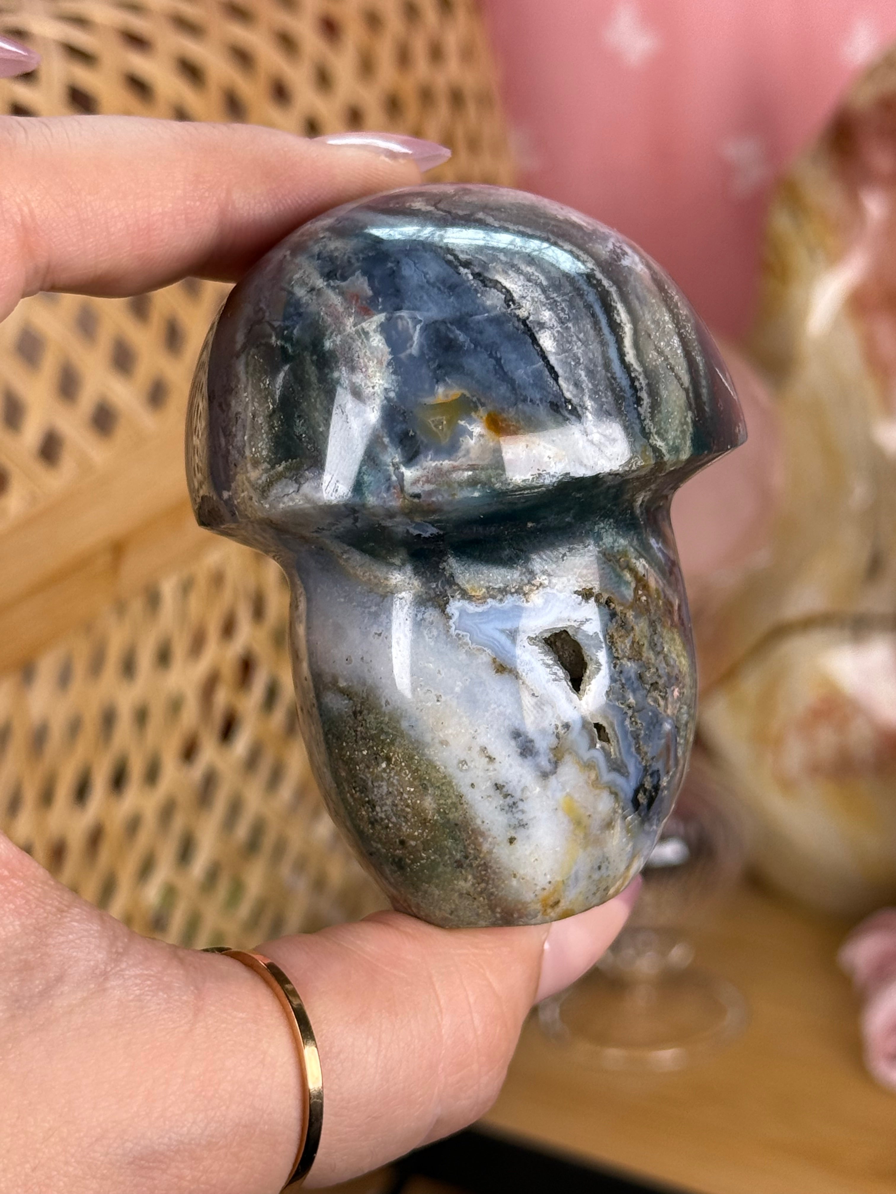 Sea Jasper Mushroom Polished Crystal Carving Self Standing Imperfect
