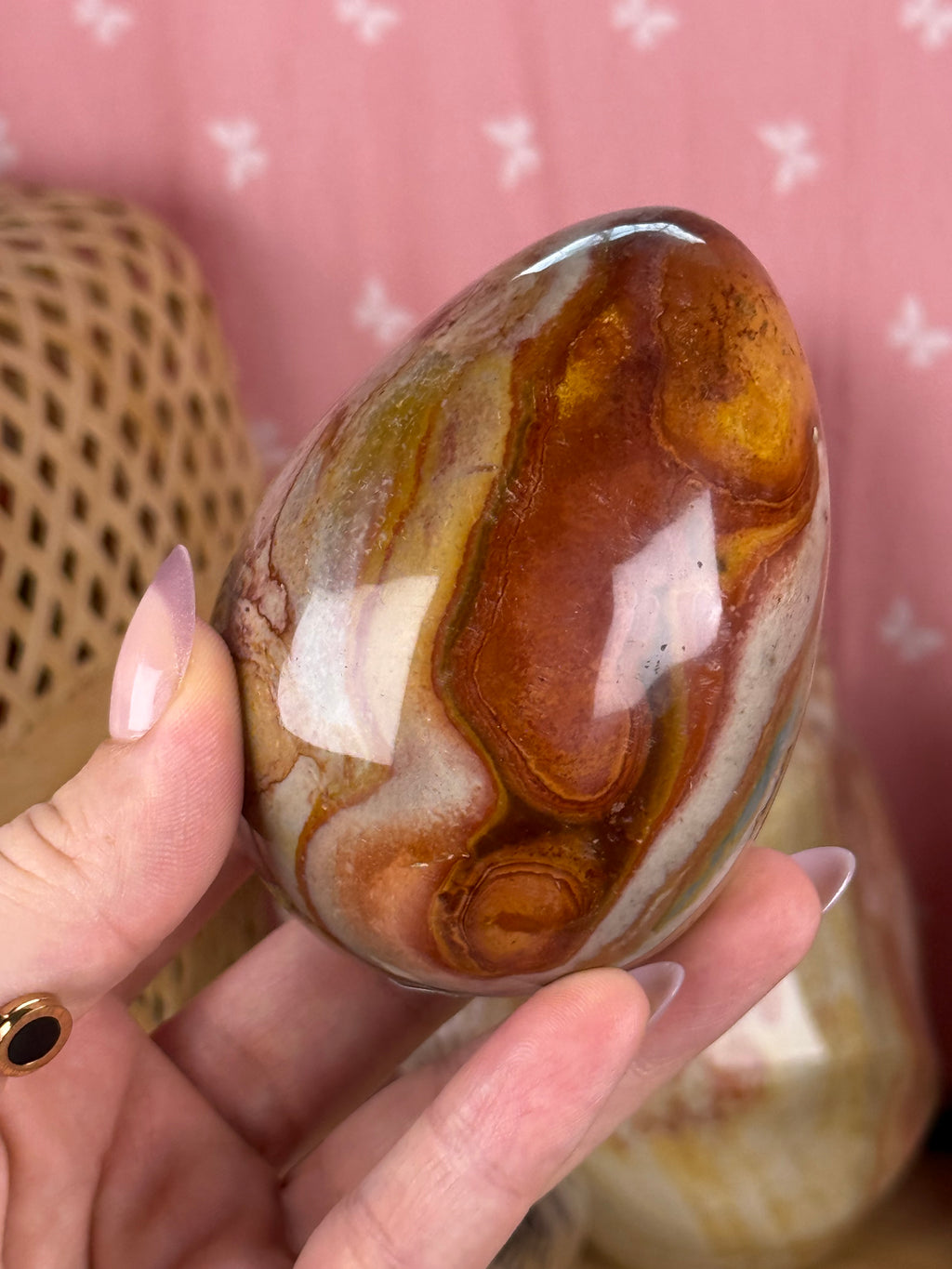 Polychrome Jasper Egg Large Crystal Carving Imperfect
