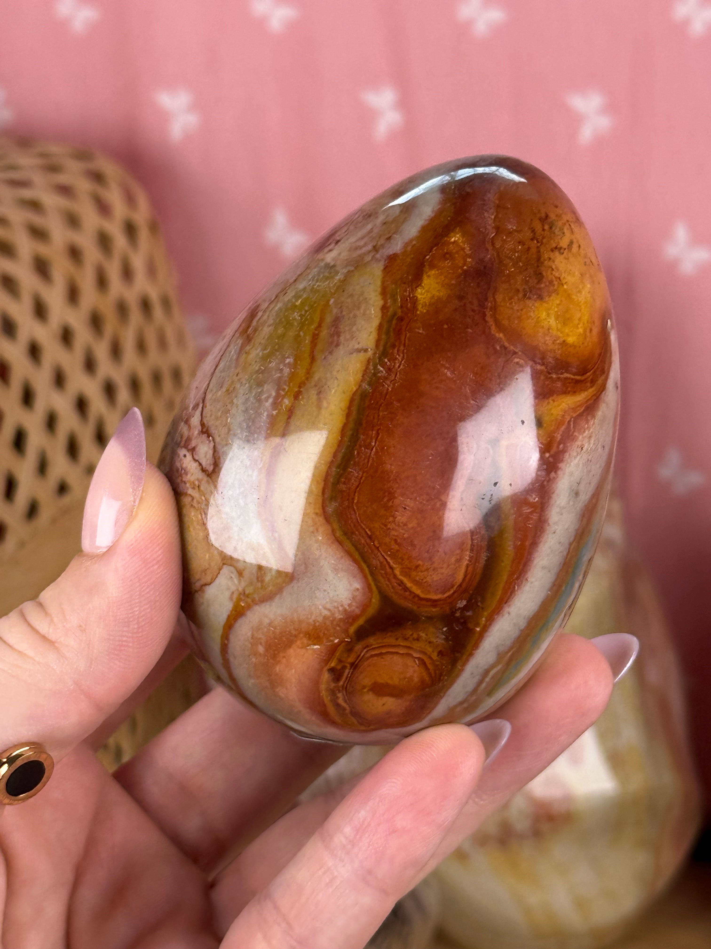 Polychrome Jasper Egg Large Crystal Carving Imperfect