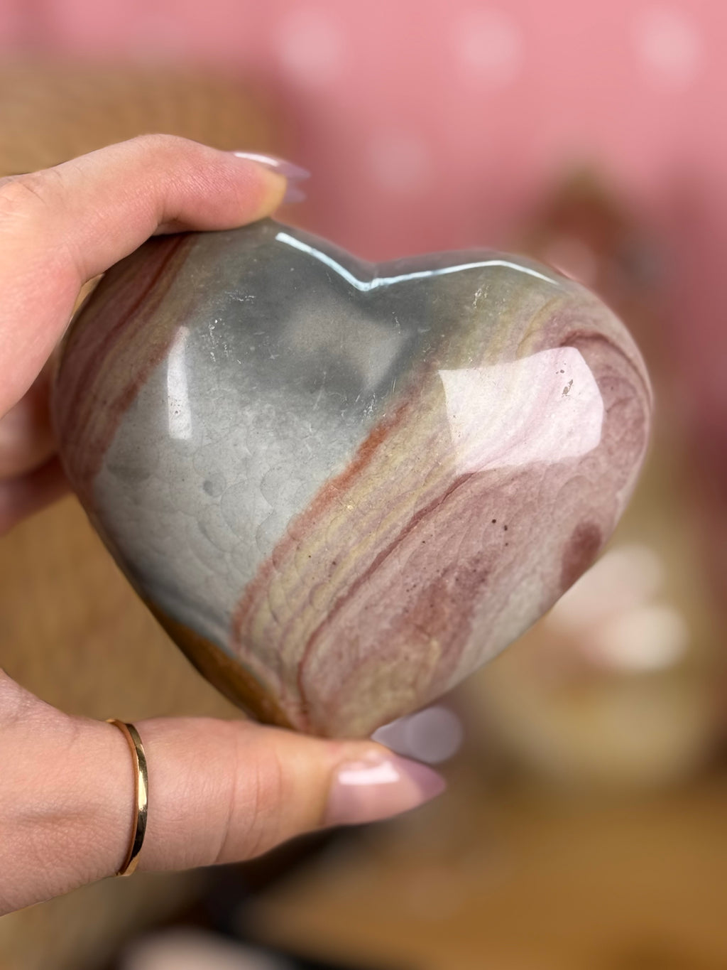 Polychrome Jasper Puffy Hearts Imperfect