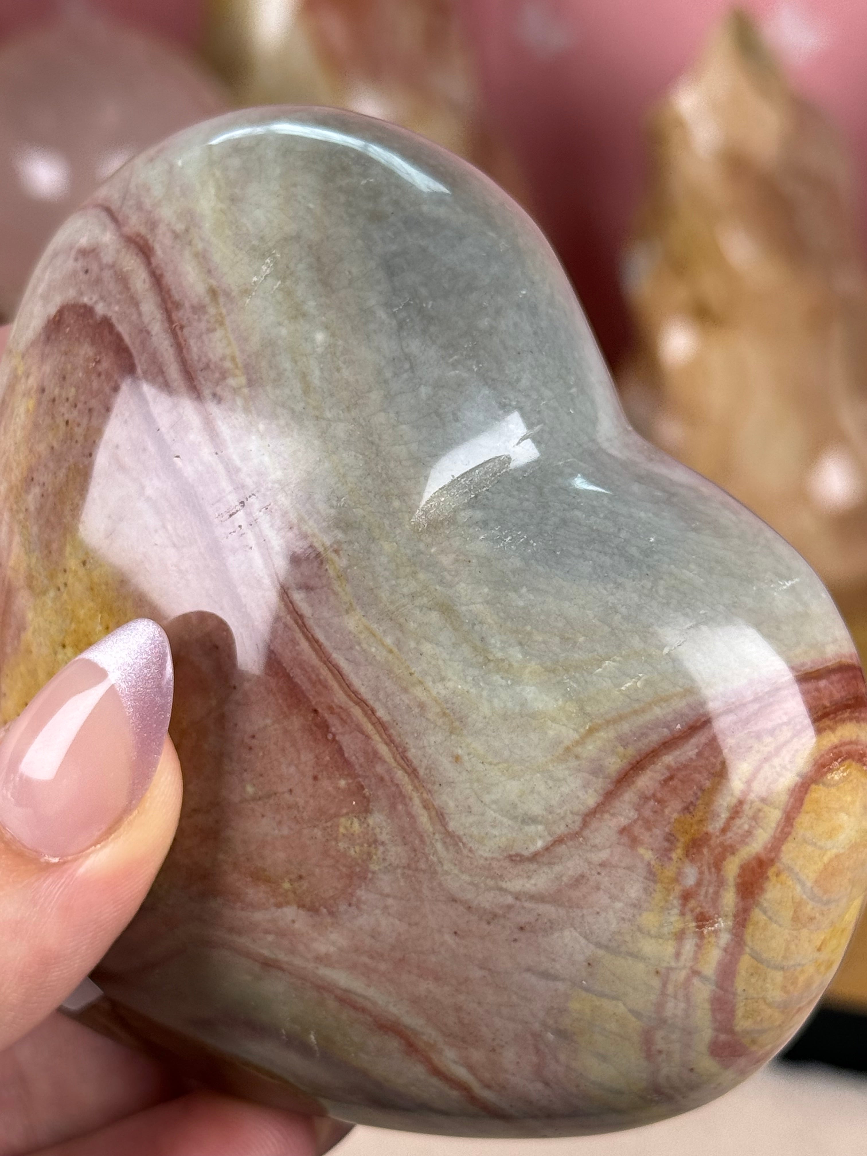 Polychrome Jasper Puffy Hearts Imperfect