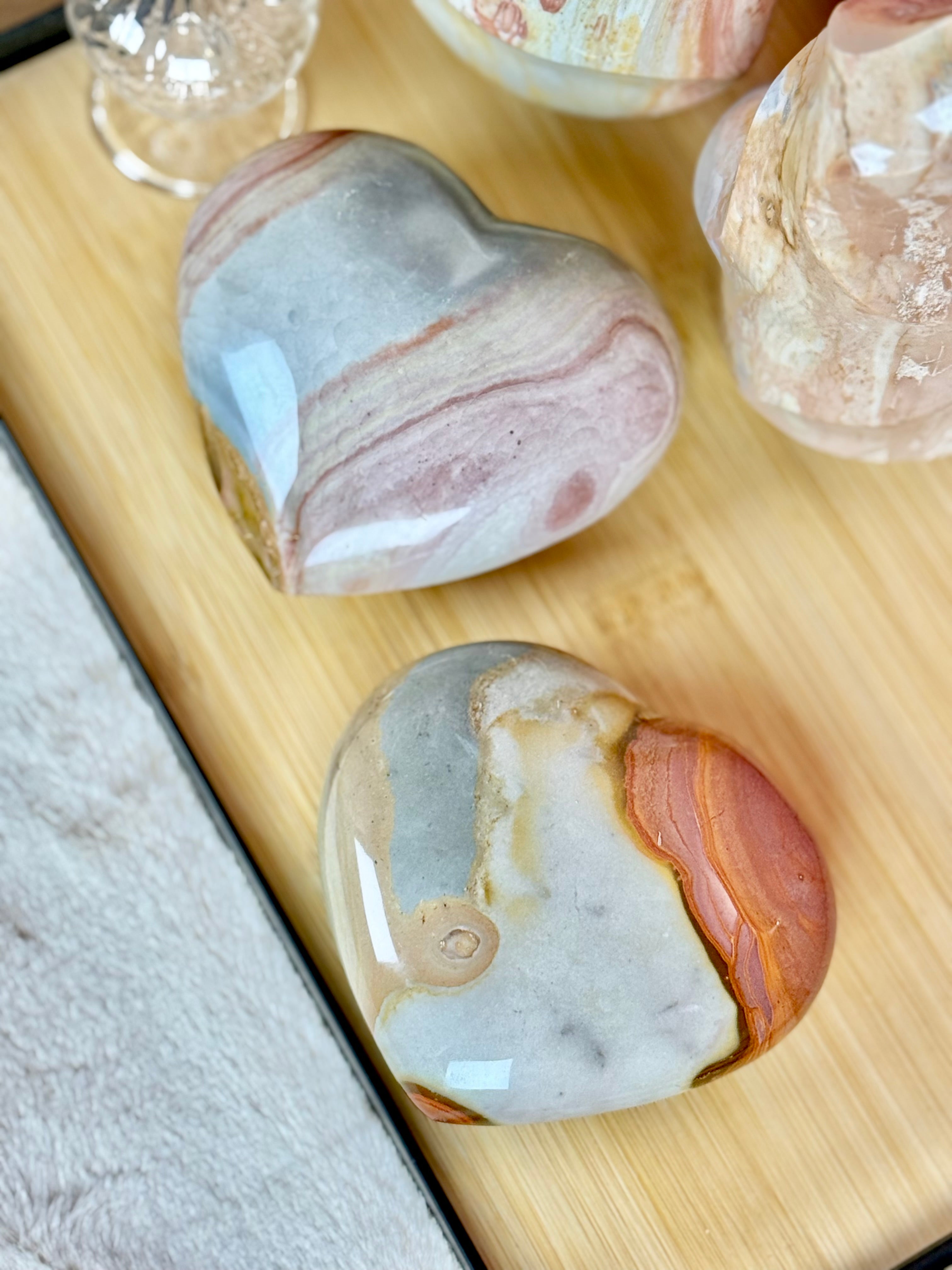 Polychrome Jasper Puffy Hearts Imperfect