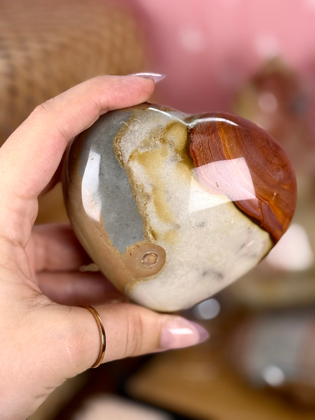 Polychrome Jasper Puffy Hearts Imperfect