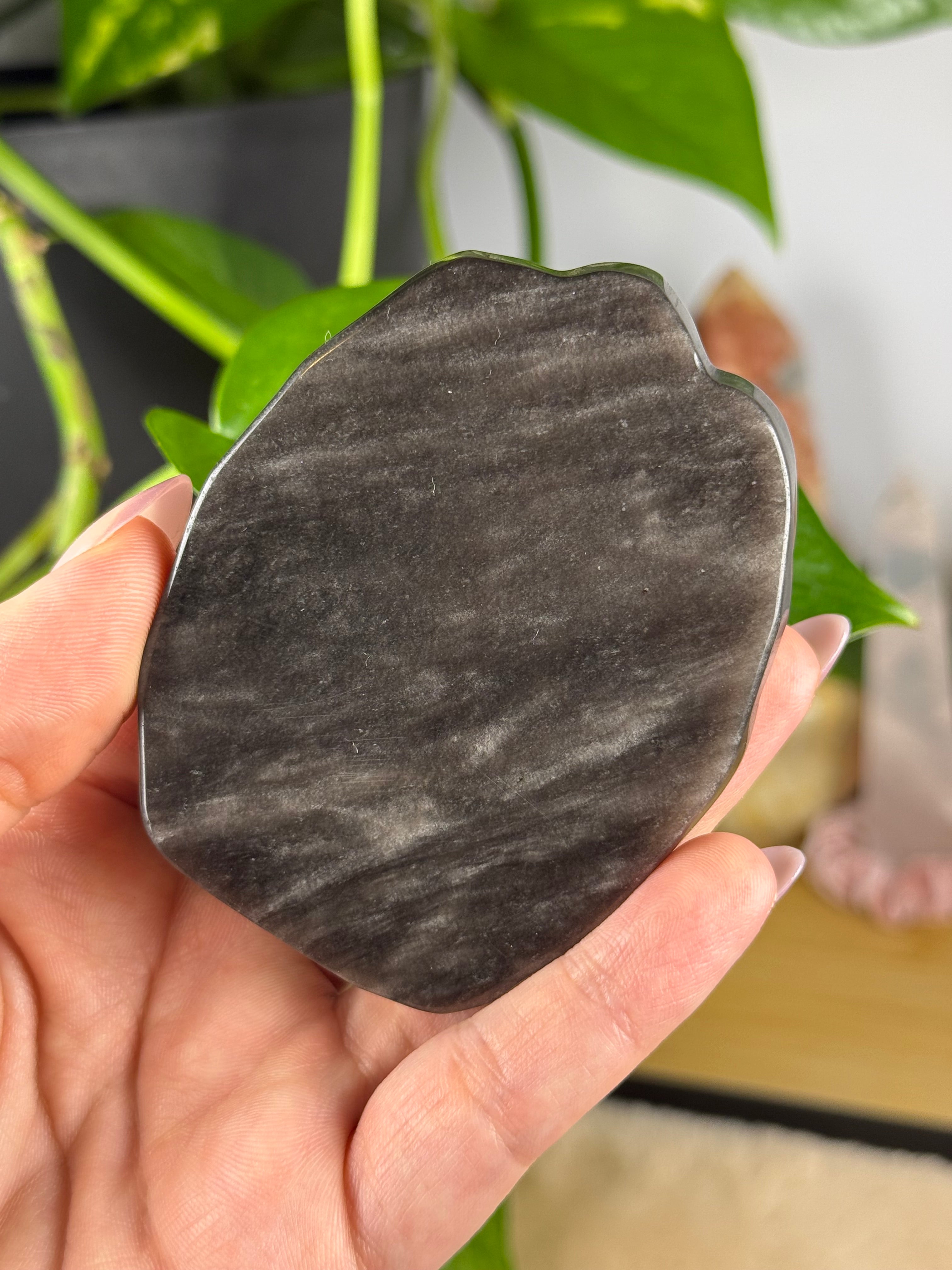 Silver Sheen Obsidian Kitsune Fox Carvings