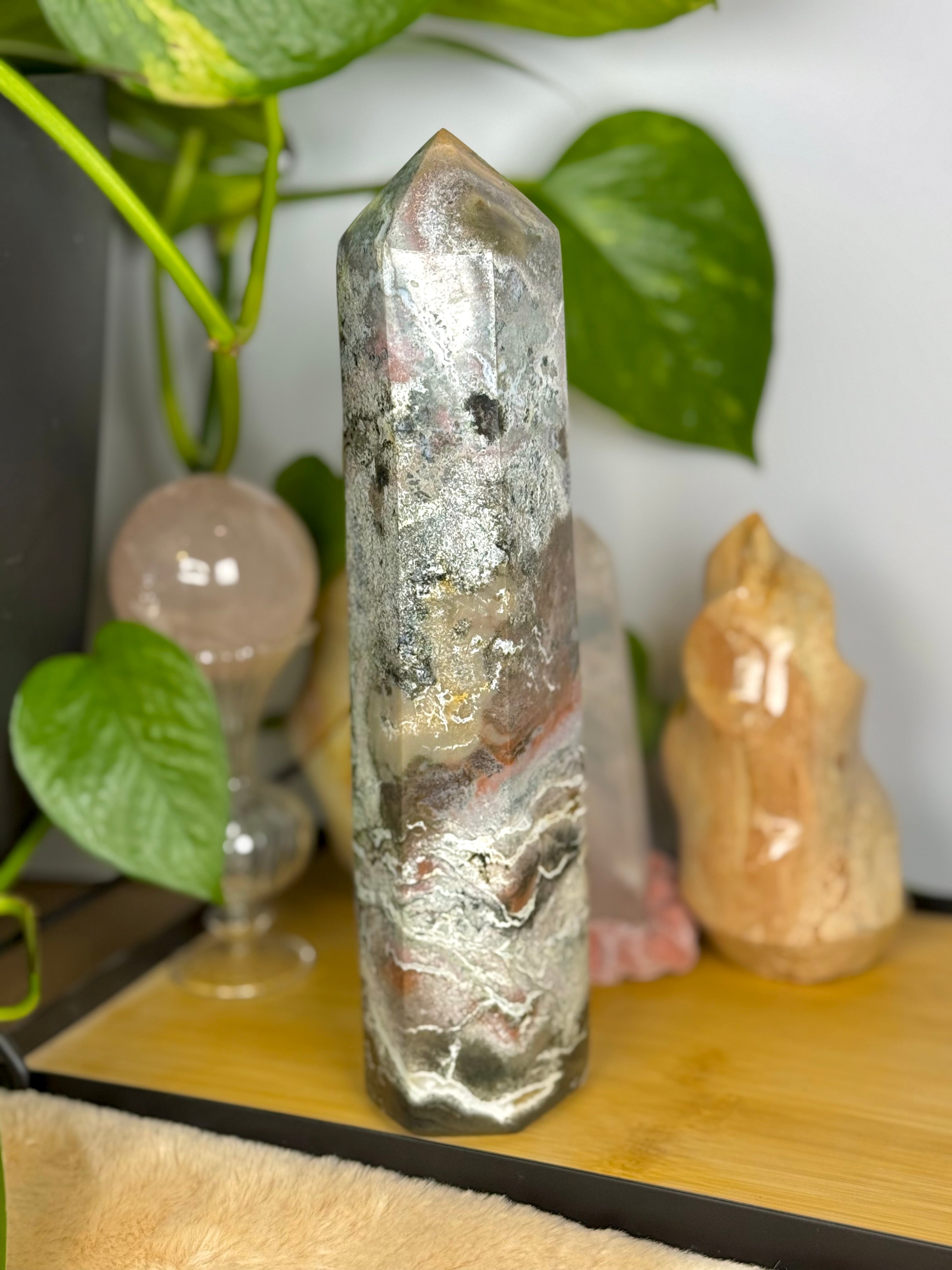 Sea Jasper Tower Pastel Druzy Statement Piece Imperfect