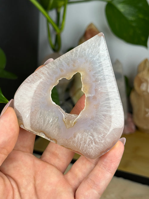 Flower Agate Teardrop  Portal Sugary Druzy Crystal Tower