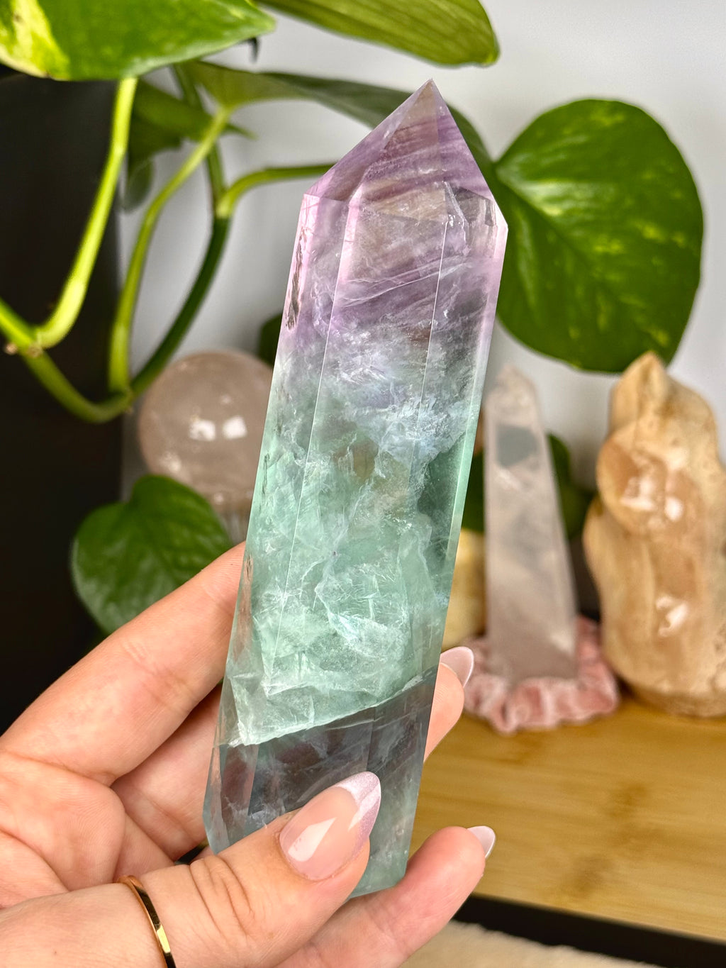 Rainbow Fluorite Crystal Tower B