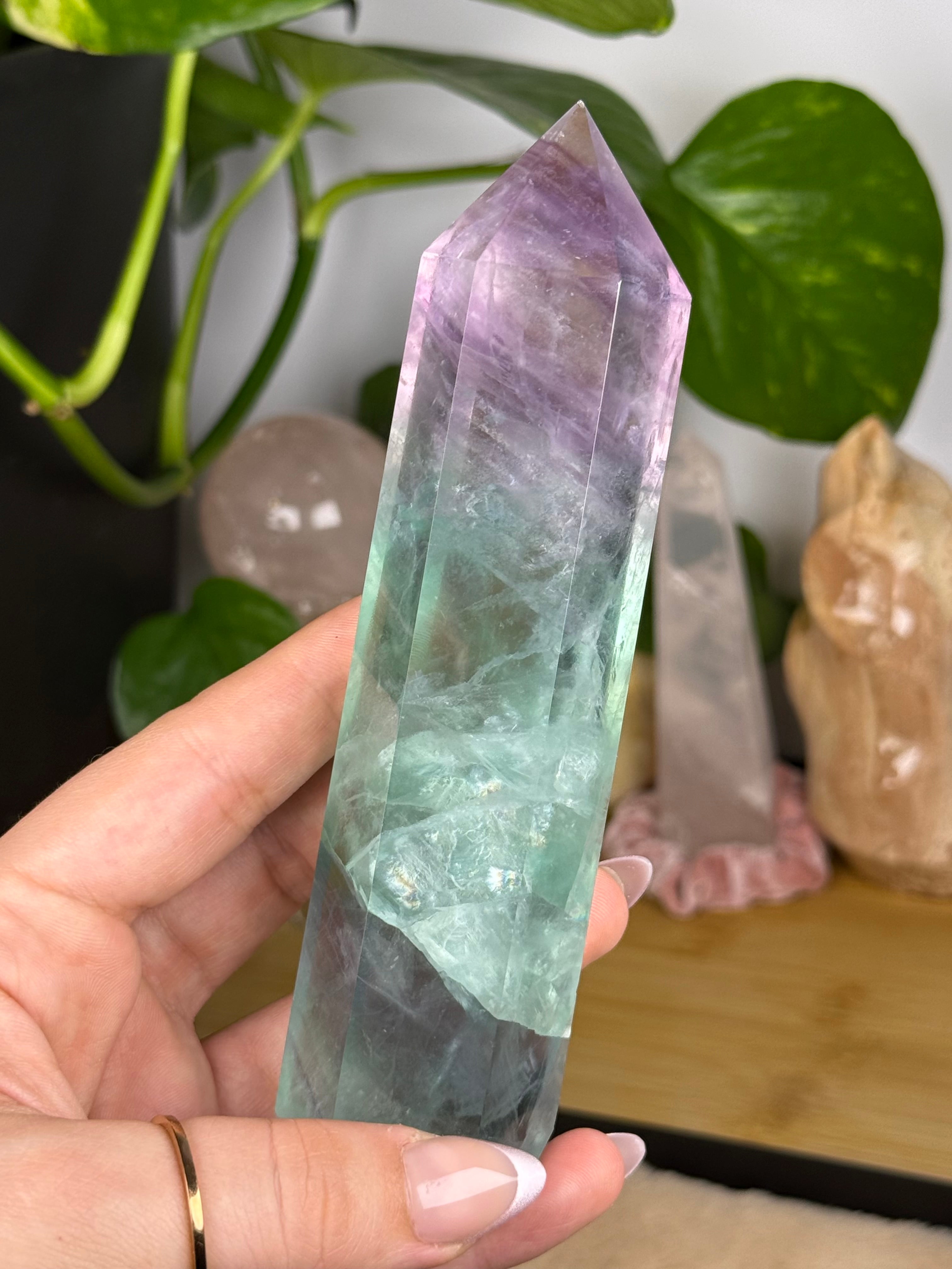 Rainbow Fluorite Crystal Tower B