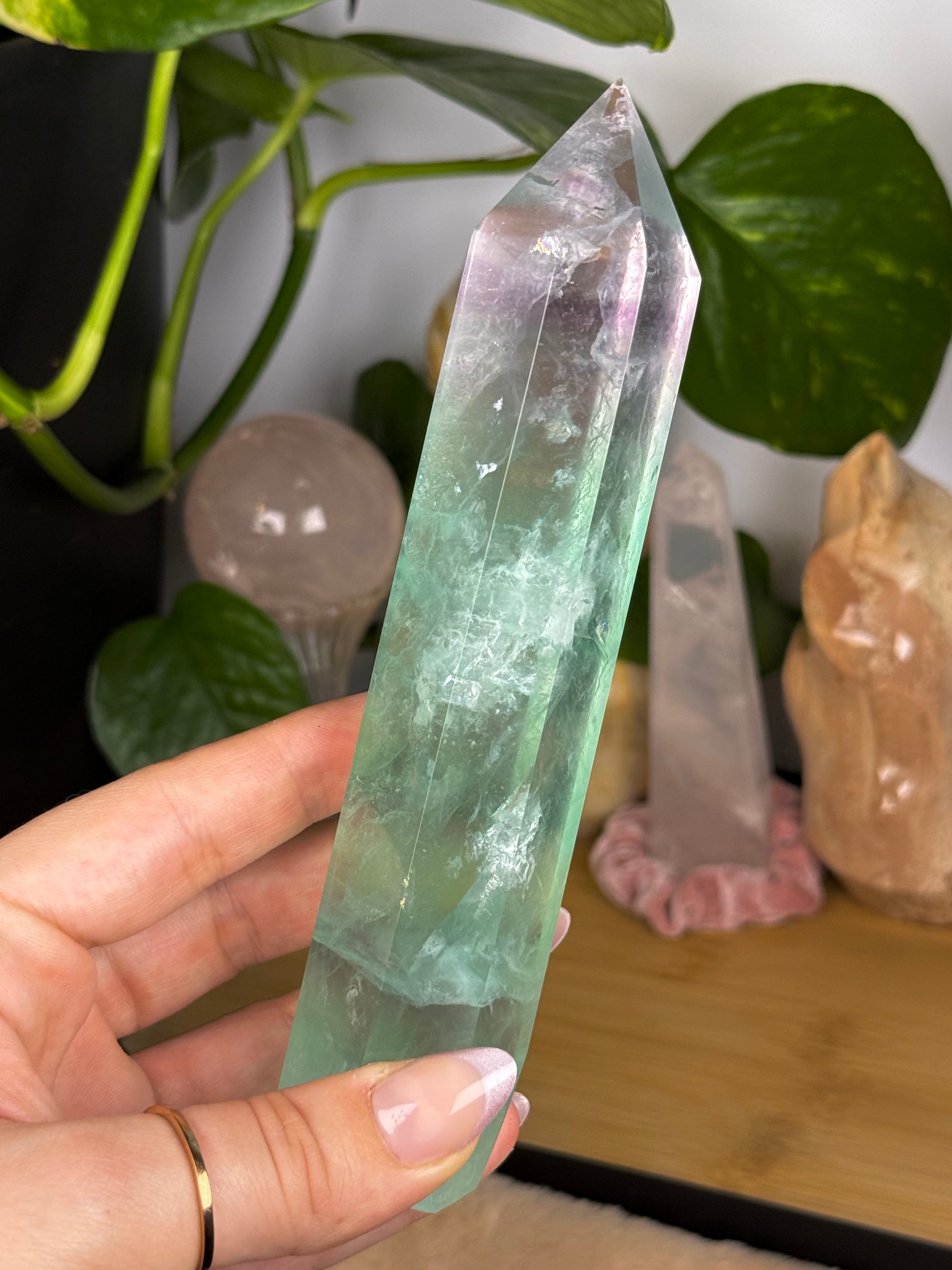 Rainbow Fluorite Crystal Tower C
