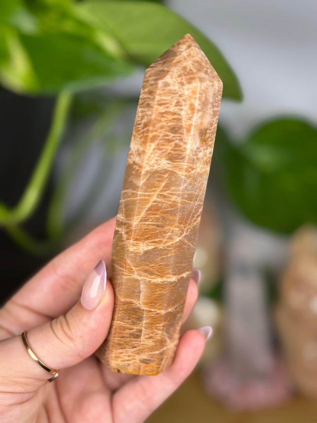 Peach Moonstone Crystal Towers | Subtle Flash Peachy