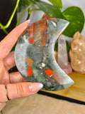 African Bloodstone Moon Crystal Carving