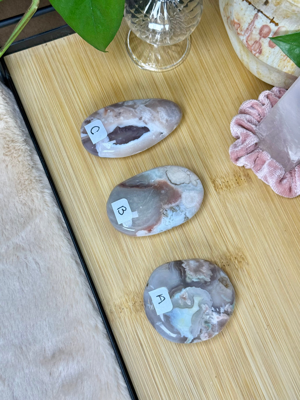 Flower Agate Palmstones | Pink Flower Agates