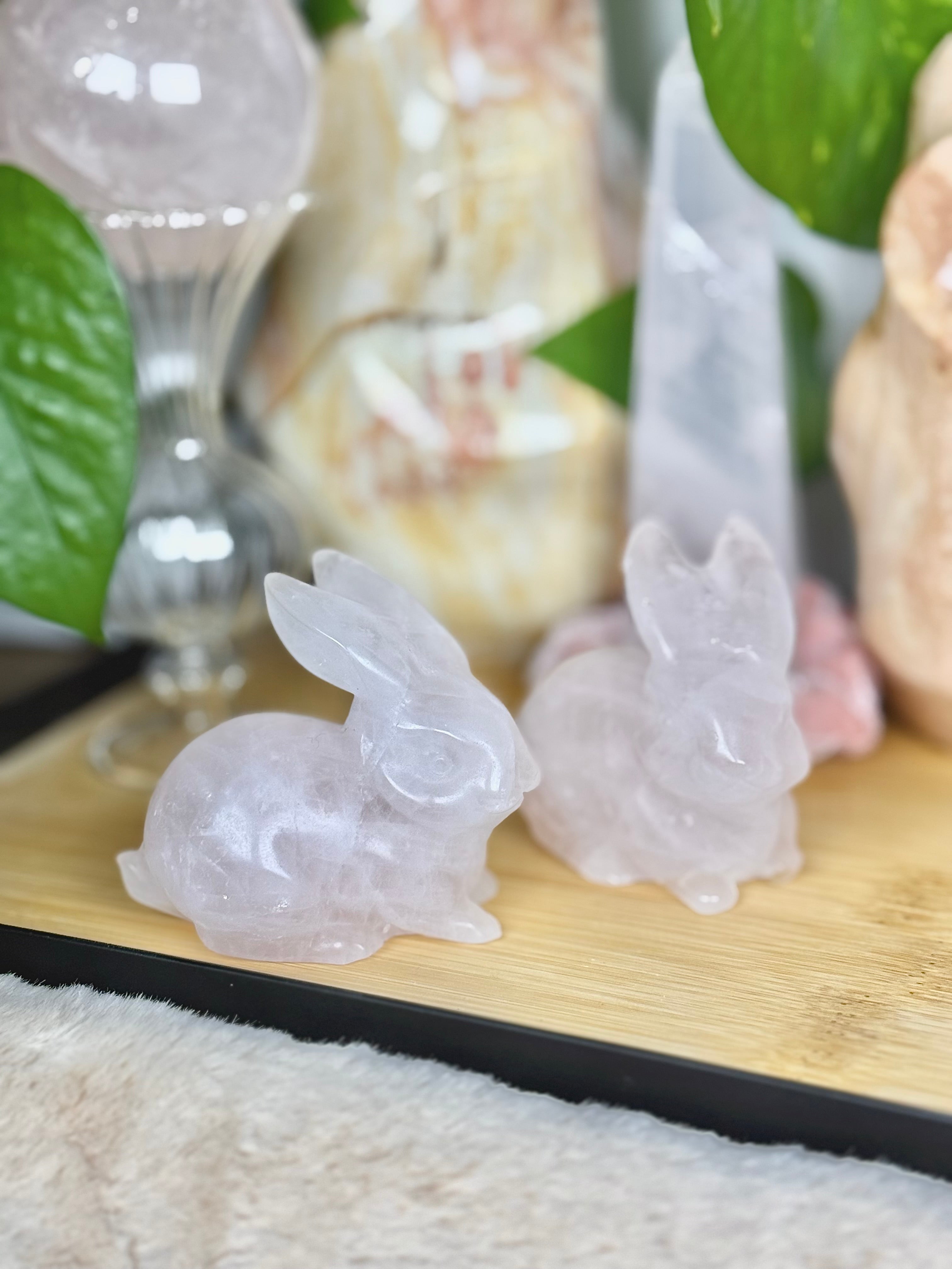 Rose Quartz Bunny | Rabbit Crystal Carving
