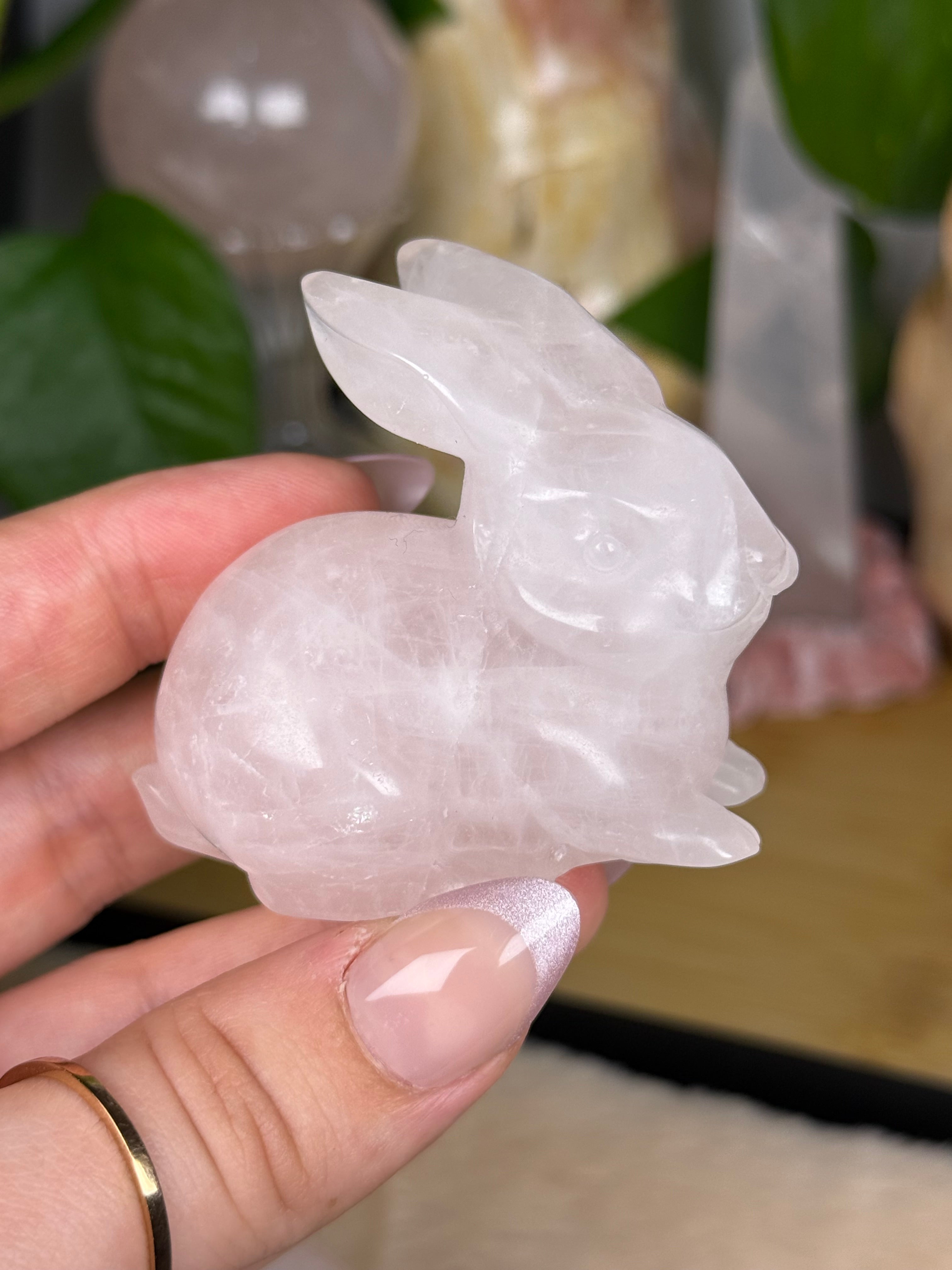 Rose Quartz Bunny | Rabbit Crystal Carving