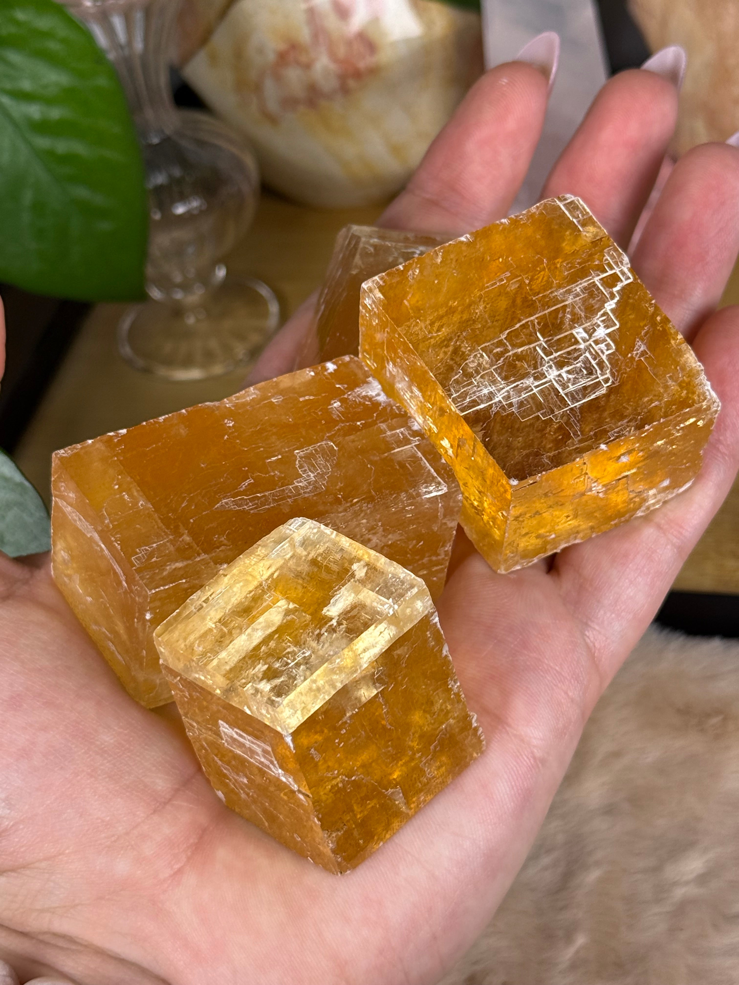 Honey Calcite Freeform Cubes Intuitive Choice