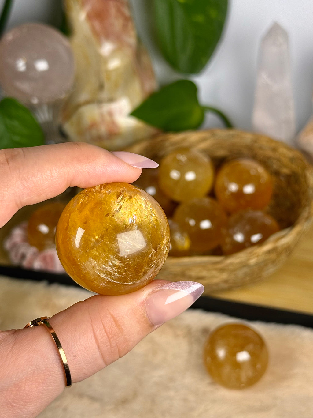 Honey Calcite Spheres AAA High Quality Asterisms Intuative Choice