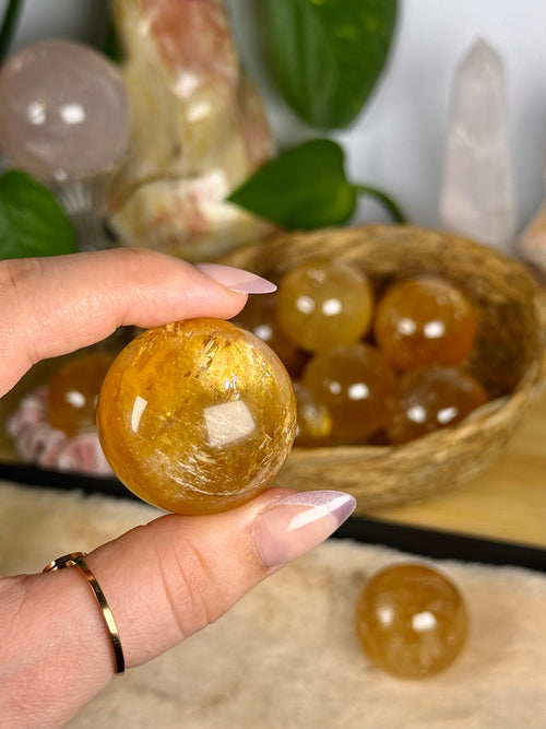 Honey Calcite Spheres AAA High Quality Asterisms Intuative Choice