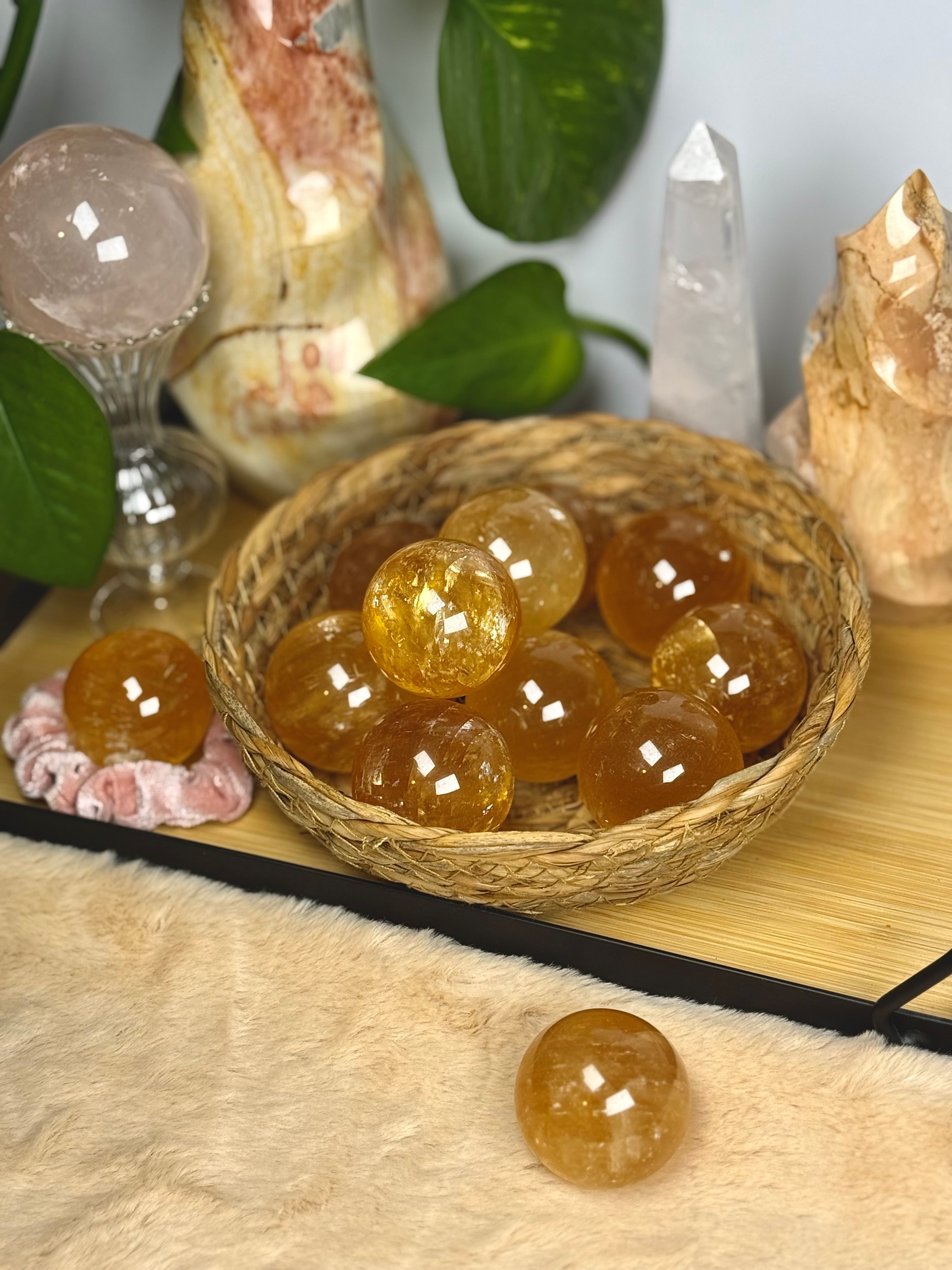Honey Calcite Spheres AAA High Quality Asterisms Intuative Choice