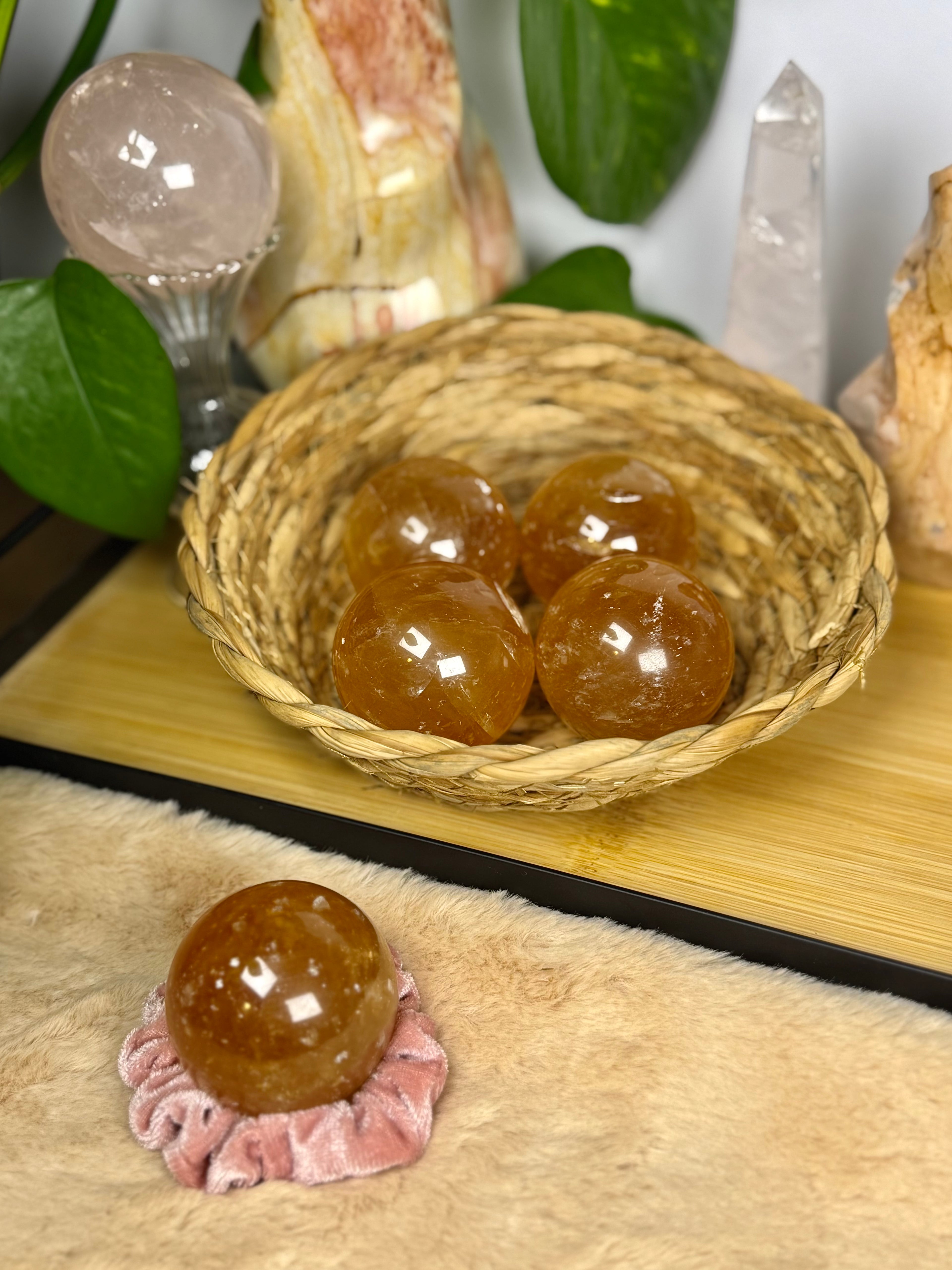 Honey Calcite Spheres High Quality Asterisms Intuative Choice