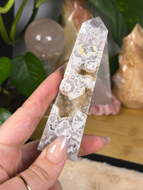 Flower Agate Druzy Tower