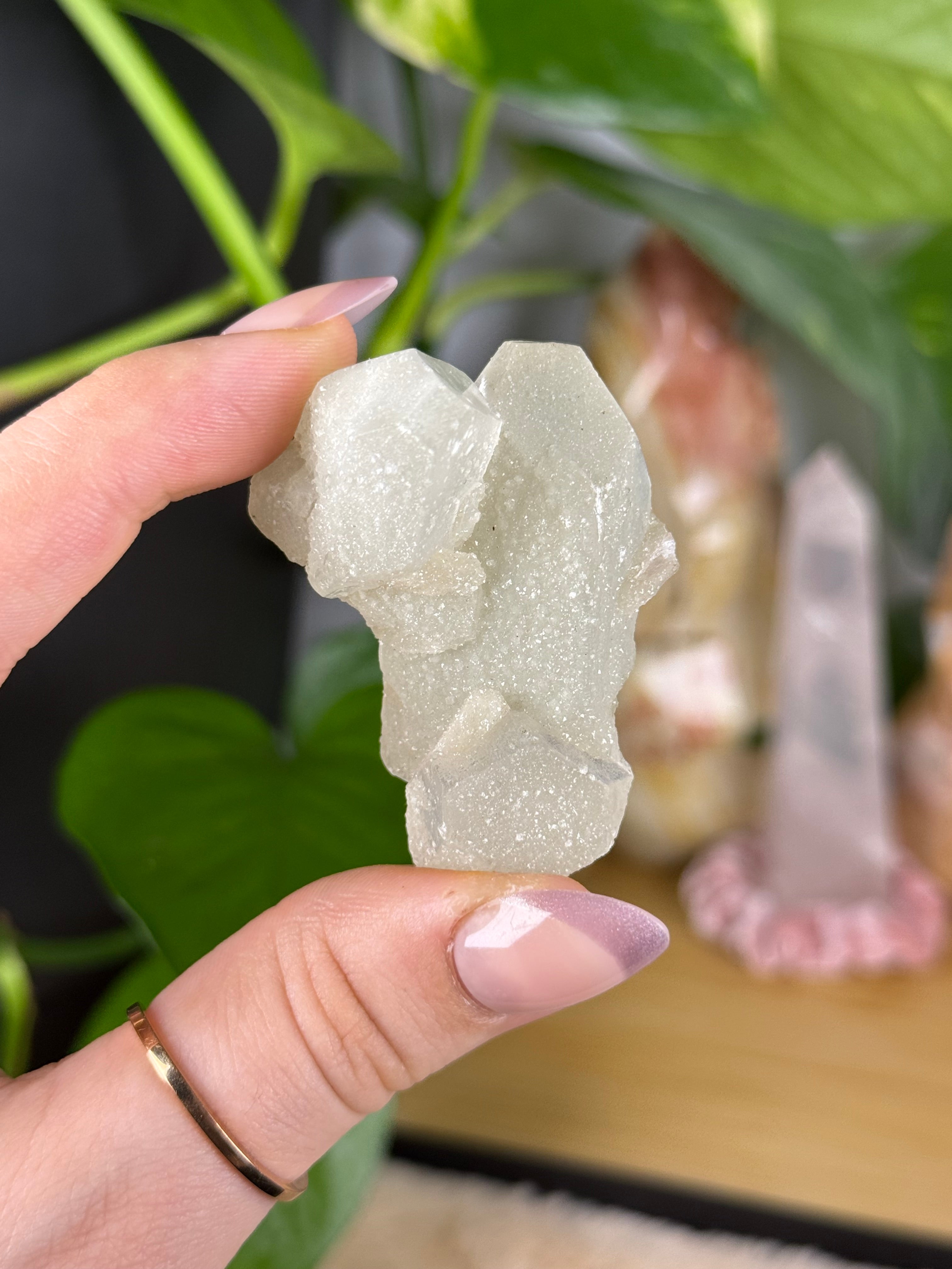 Apophyllite on Chalcedony Raw Druzy Specimen C