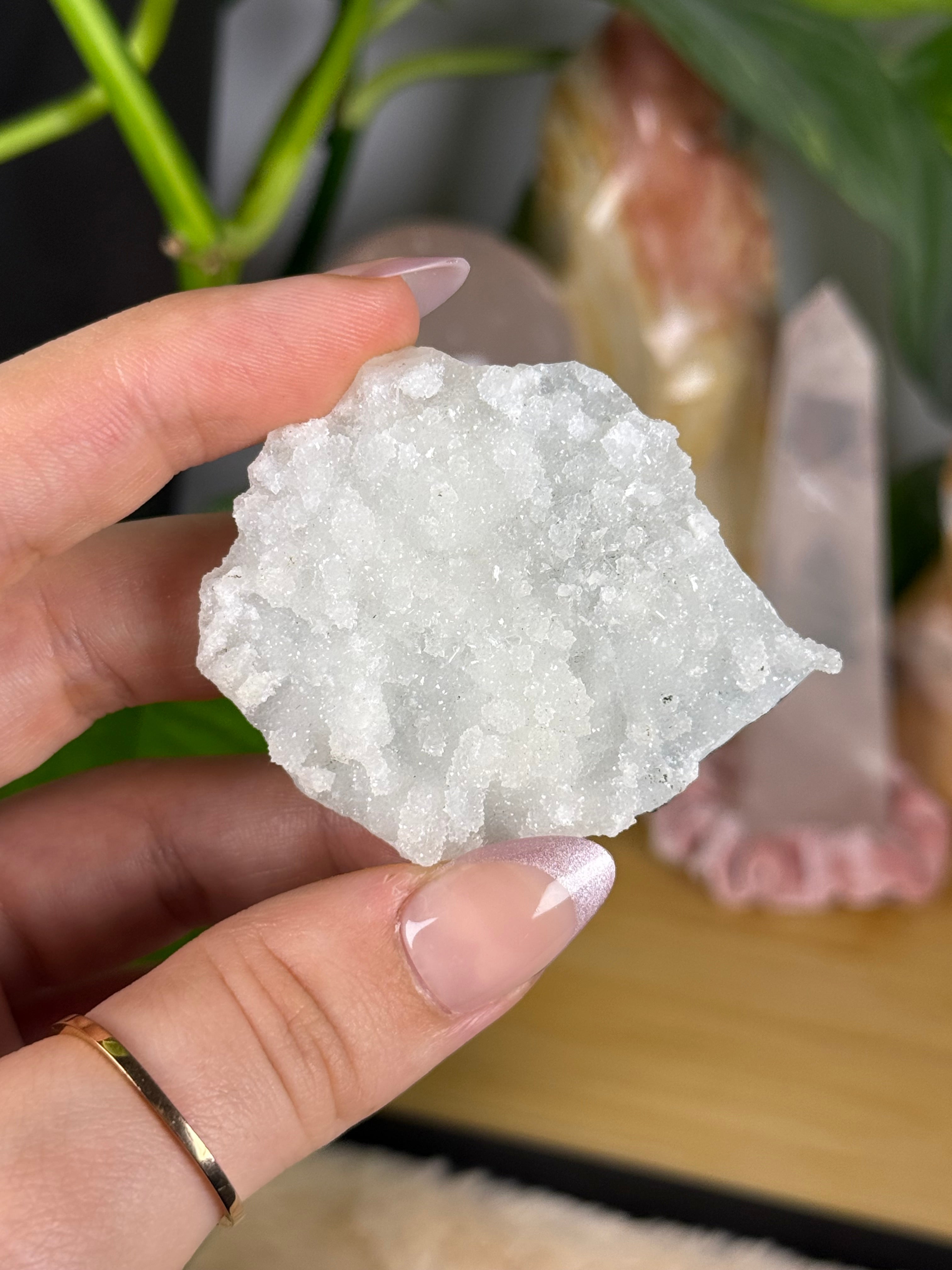 Apophyllite on Chalcedony Raw Druzy Specimen G
