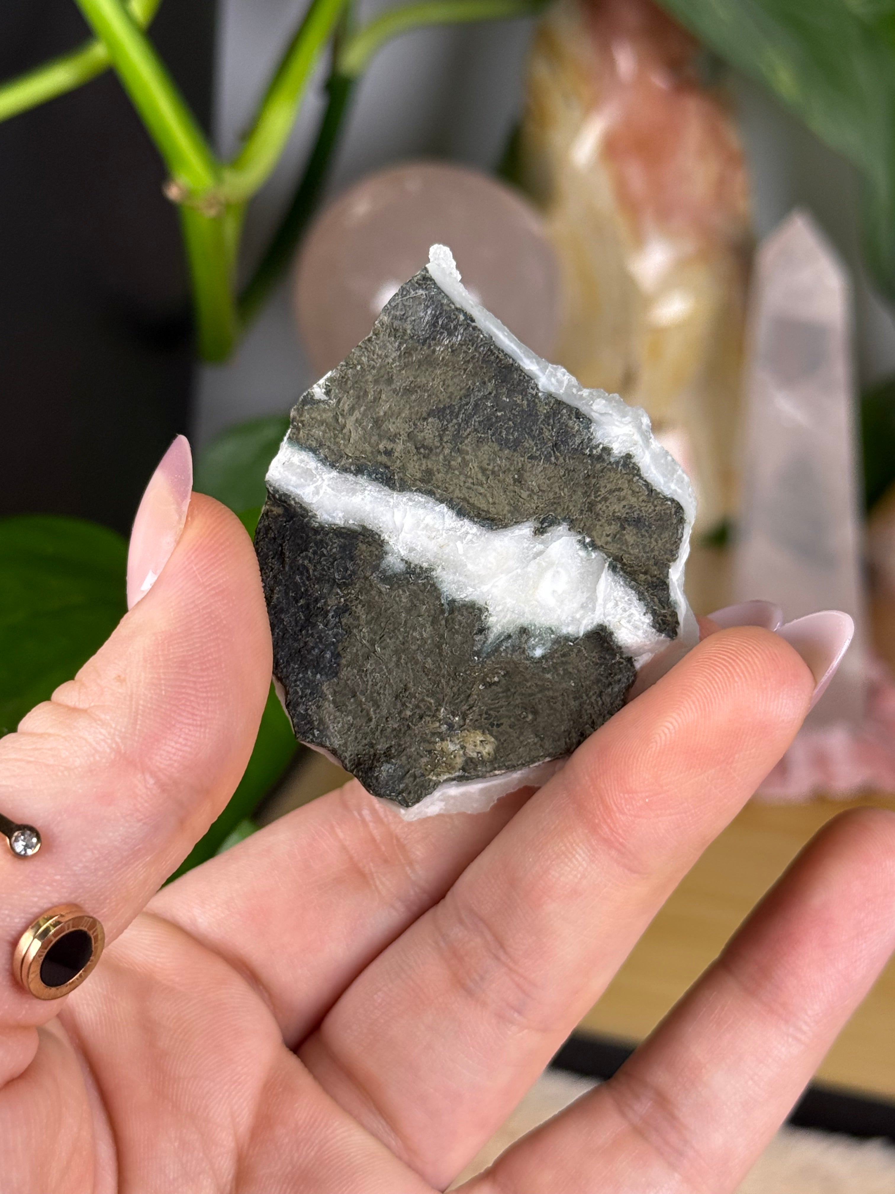 Apophyllite on Chalcedony Raw Druzy Specimen G