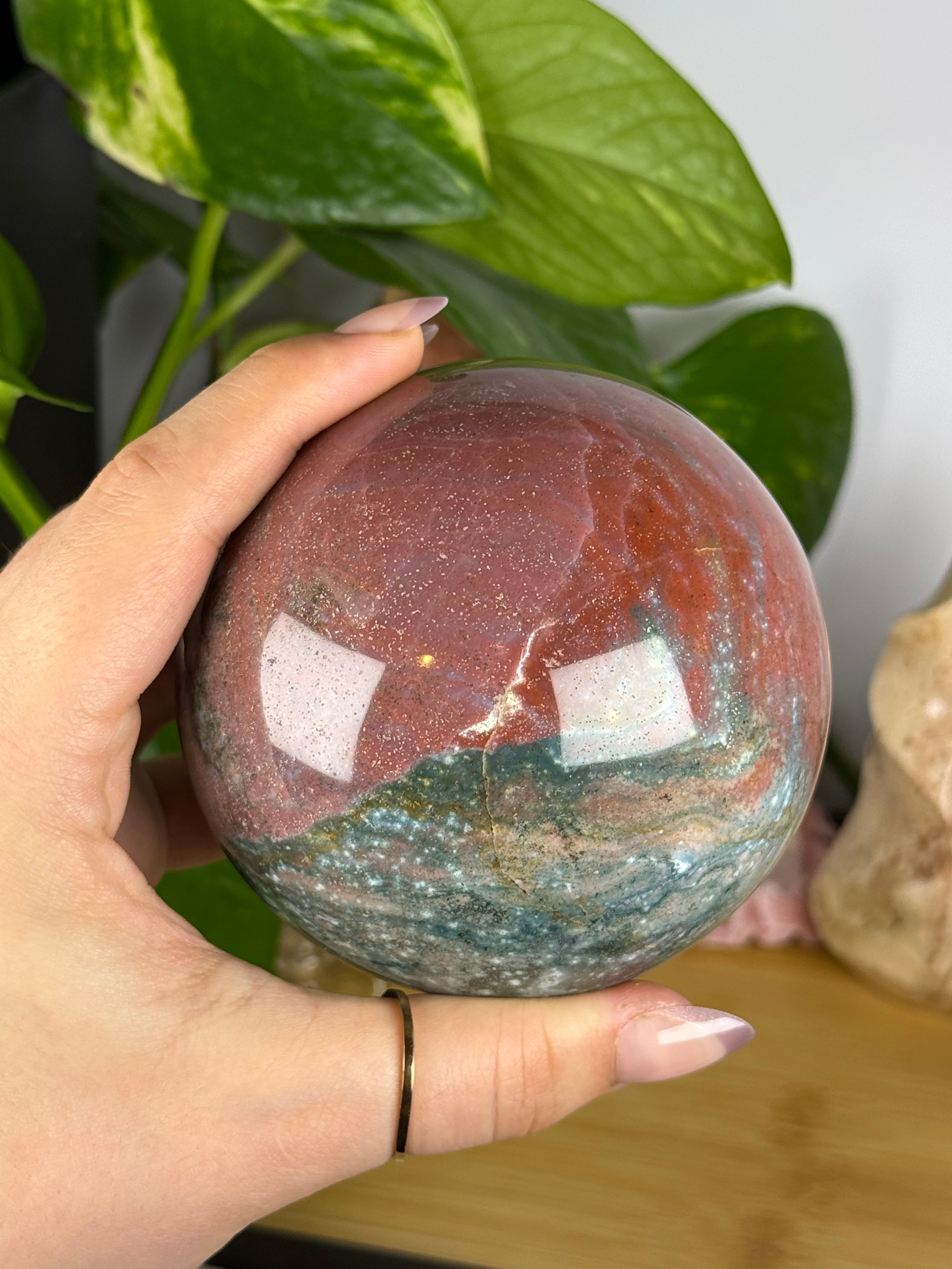 Sea Jasper Sphere Statement Piece (Trifecta)